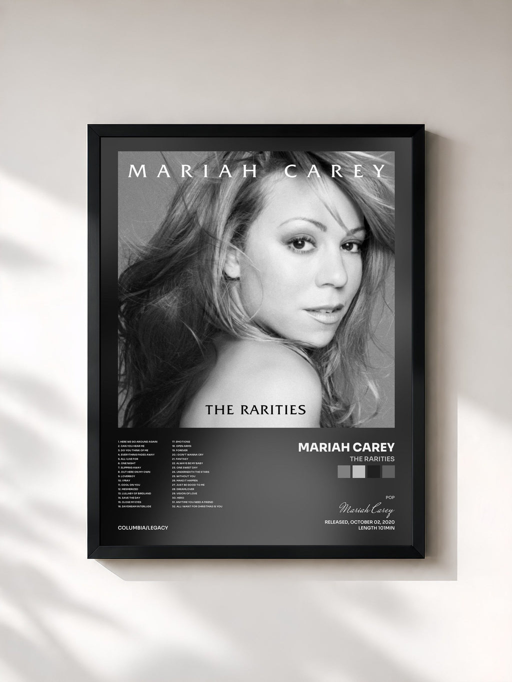 #noir The Rarities von Mariah Carey als gerahmter Kunstdruck, schwarzer Rahmen, gedruckt und gerahmt in Frankreich