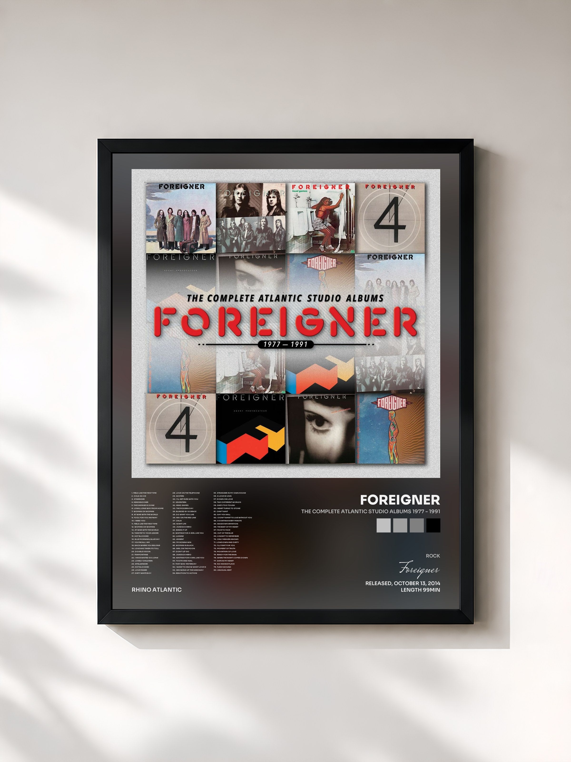 #noir Tableau de l'album The Complete Atlantic Studio Albums 1977 - 1991 de Foreigner, cadre noir, imprimé et encadré en France