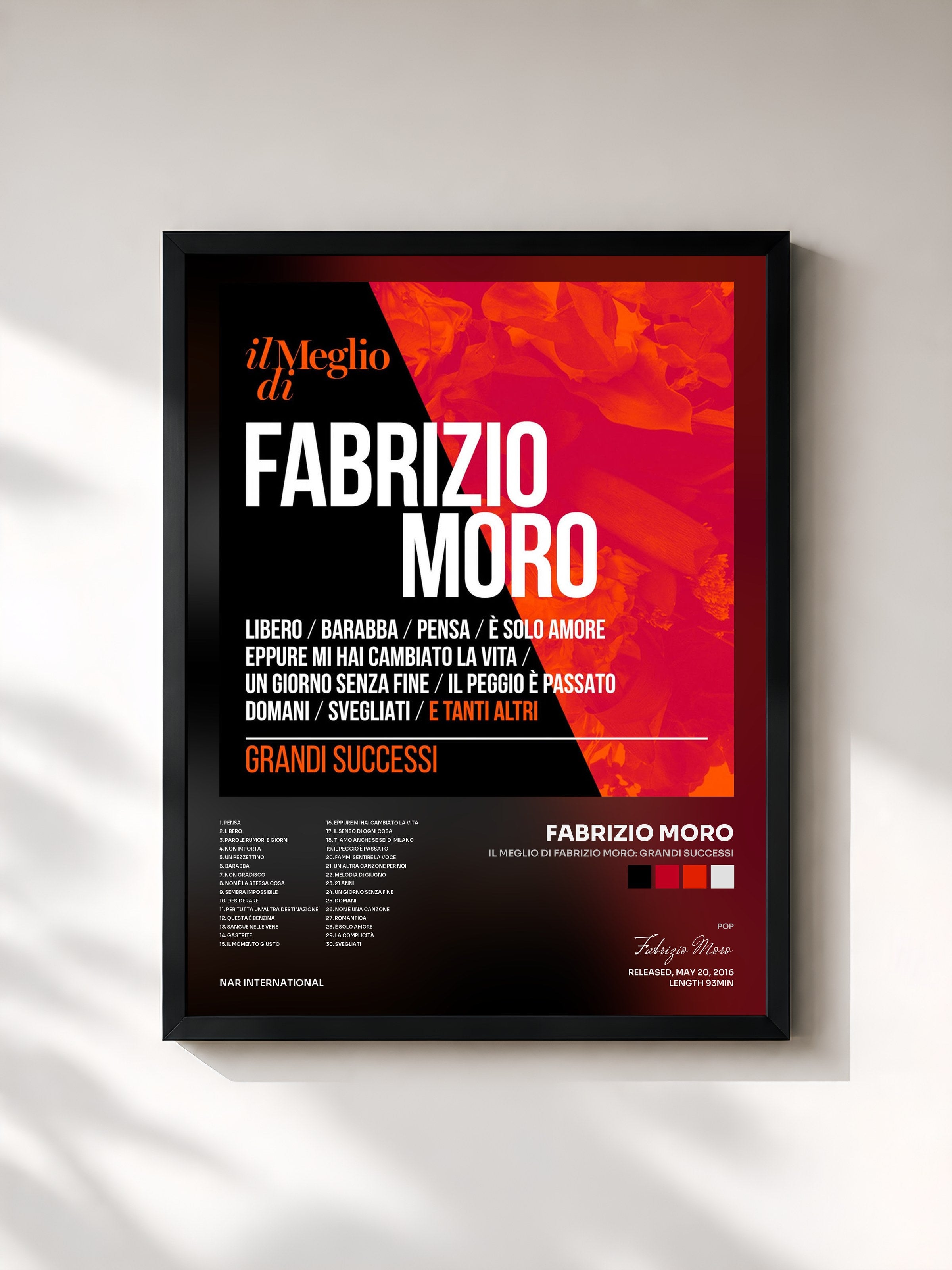 #noir Tableau de l'album Il Meglio Di Fabrizio Moro: Grandi Successi de Fabrizio Moro, cadre noir, imprimé et encadré en France