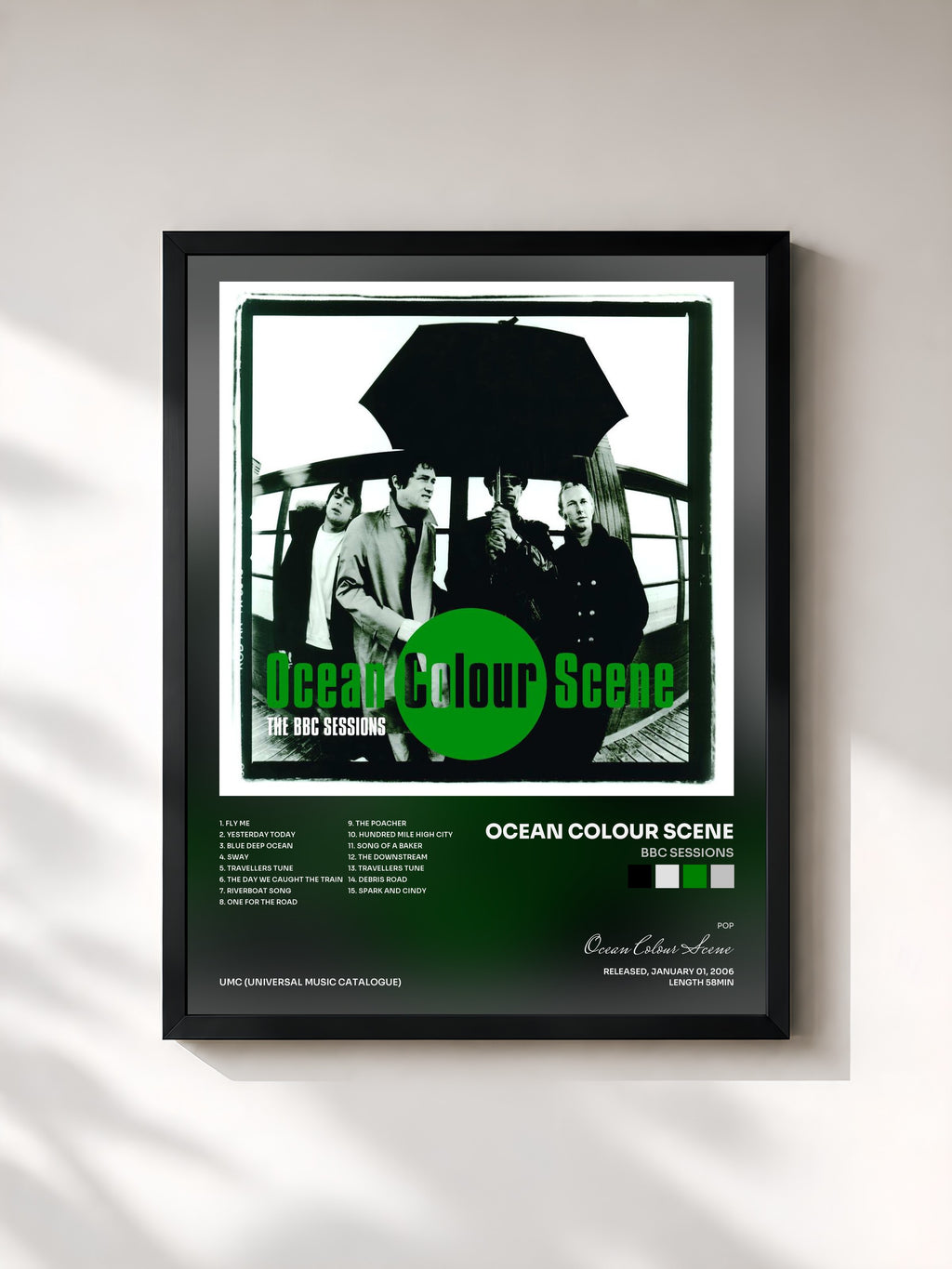 #noir Tableau de l'album BBC Sessions de Ocean Colour Scene, cadre noir, imprimé et encadré en France