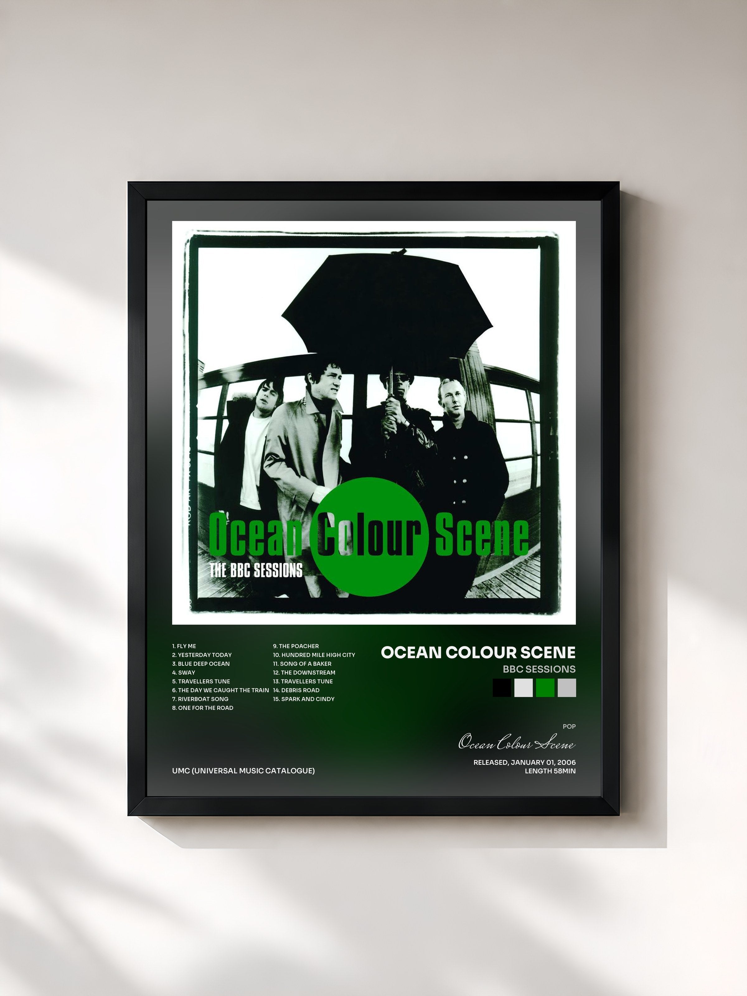 #noir Tableau de l'album BBC Sessions de Ocean Colour Scene, cadre noir, imprimé et encadré en France