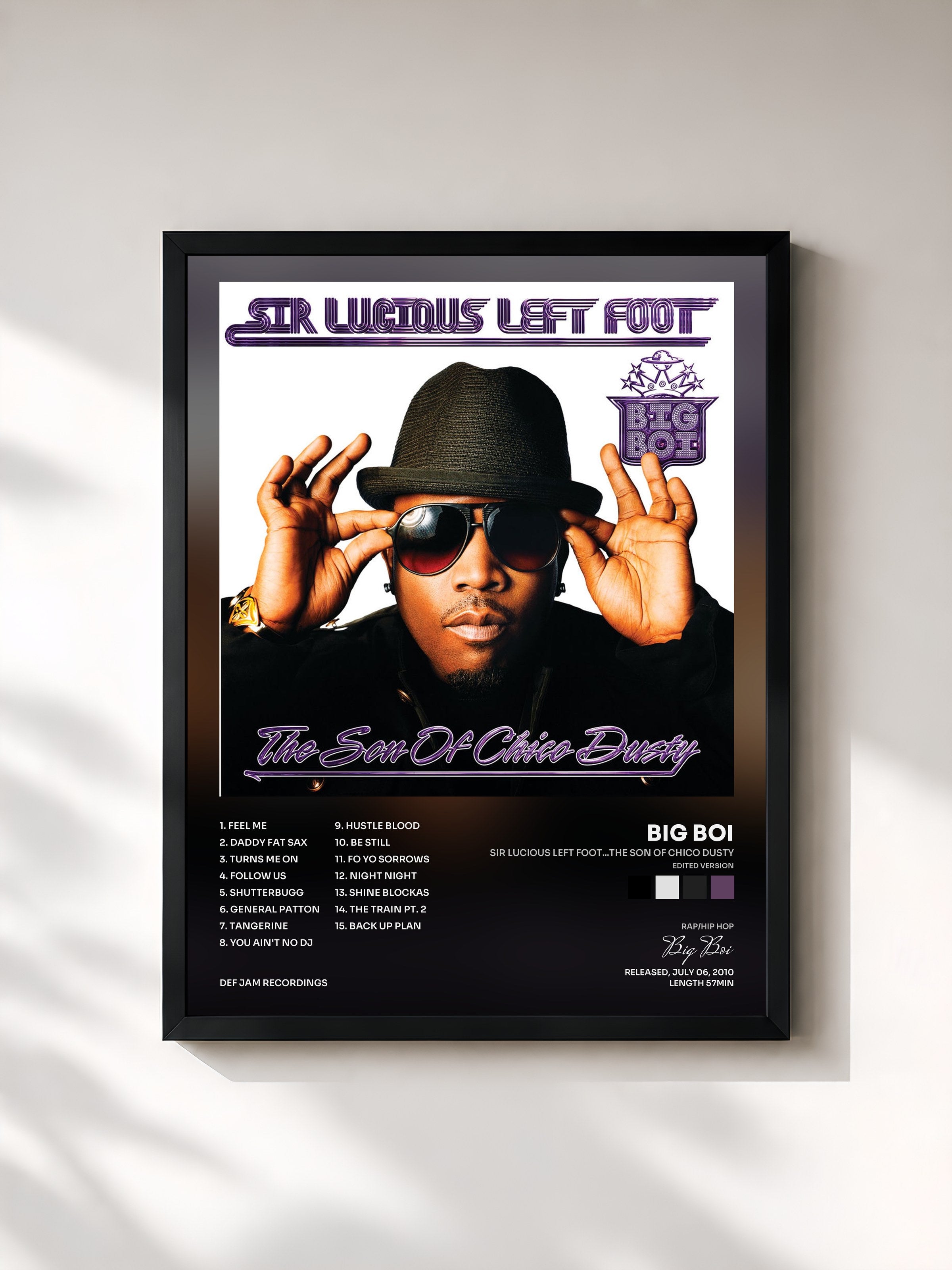 #noir Tableau de l'album Sir Lucious Left Foot...The Son Of Chico Dusty (Edited Version) de Big Boi, cadre noir, imprimé et encadré en France