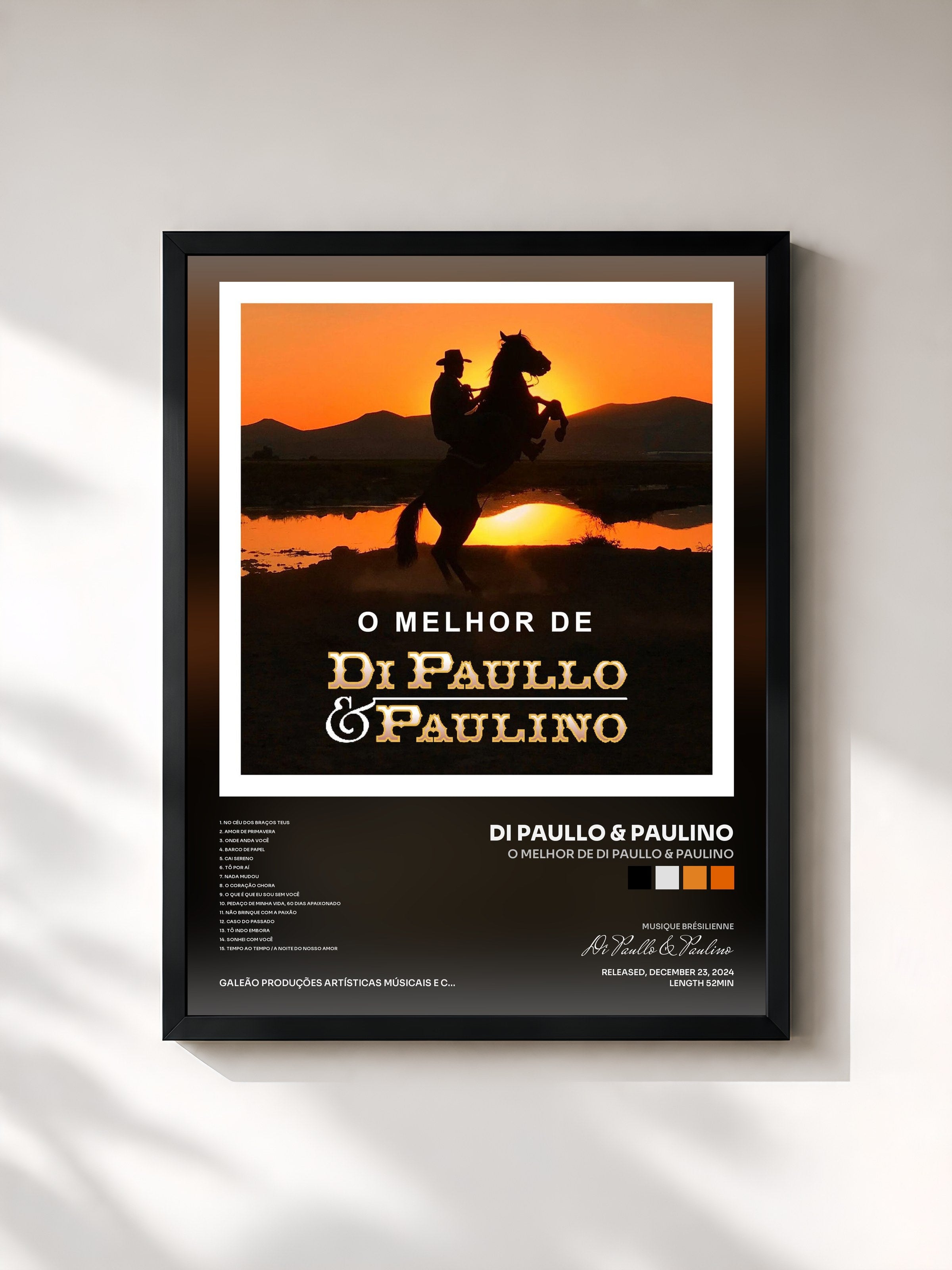 #noir Tableau de l'album O Melhor de Di Paullo & Paulino de Di Paullo & Paulino, cadre noir, imprimé et encadré en France