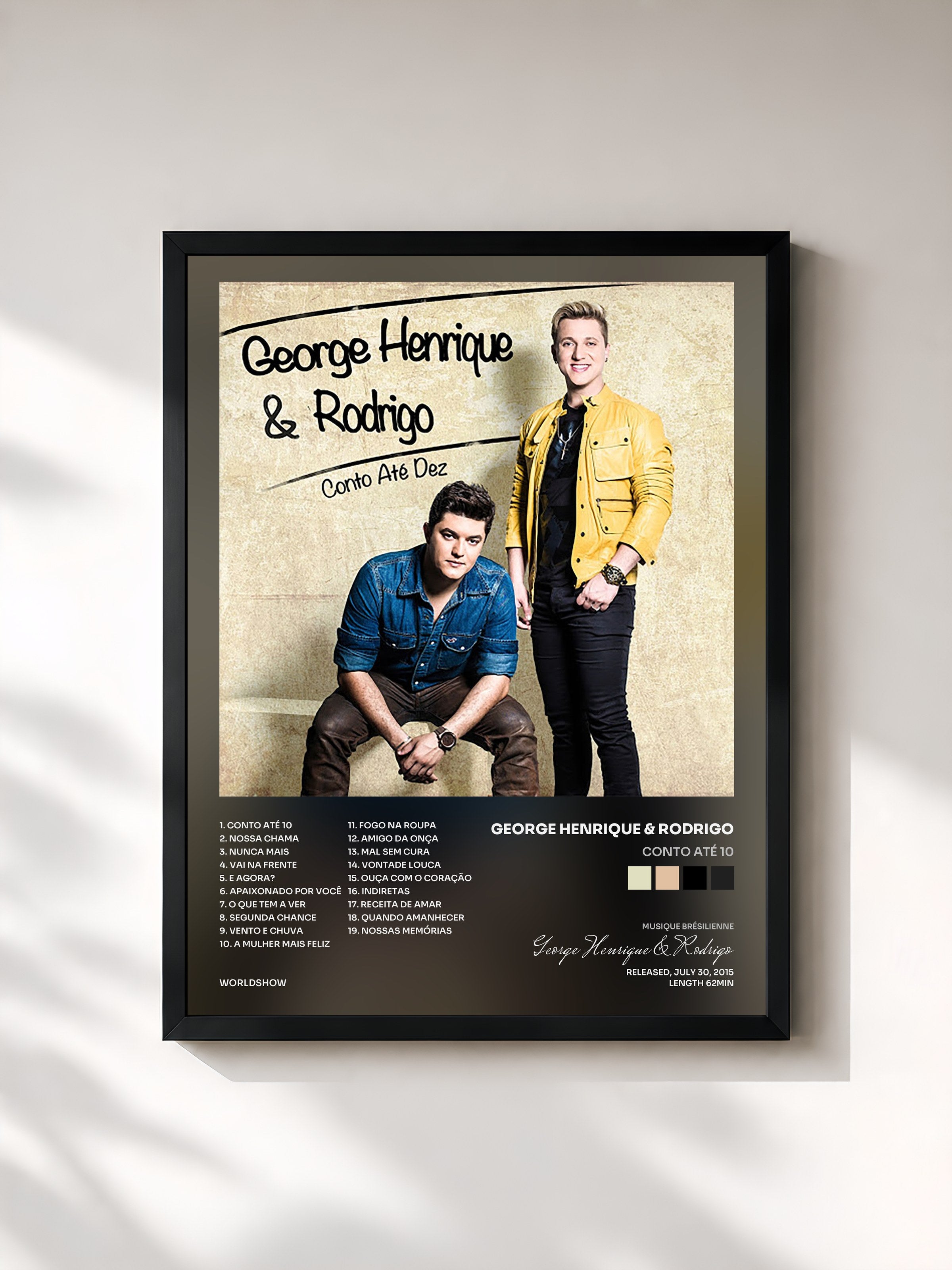#noir Tableau de l'album Conto Até 10 de George Henrique & Rodrigo, cadre noir, imprimé et encadré en France