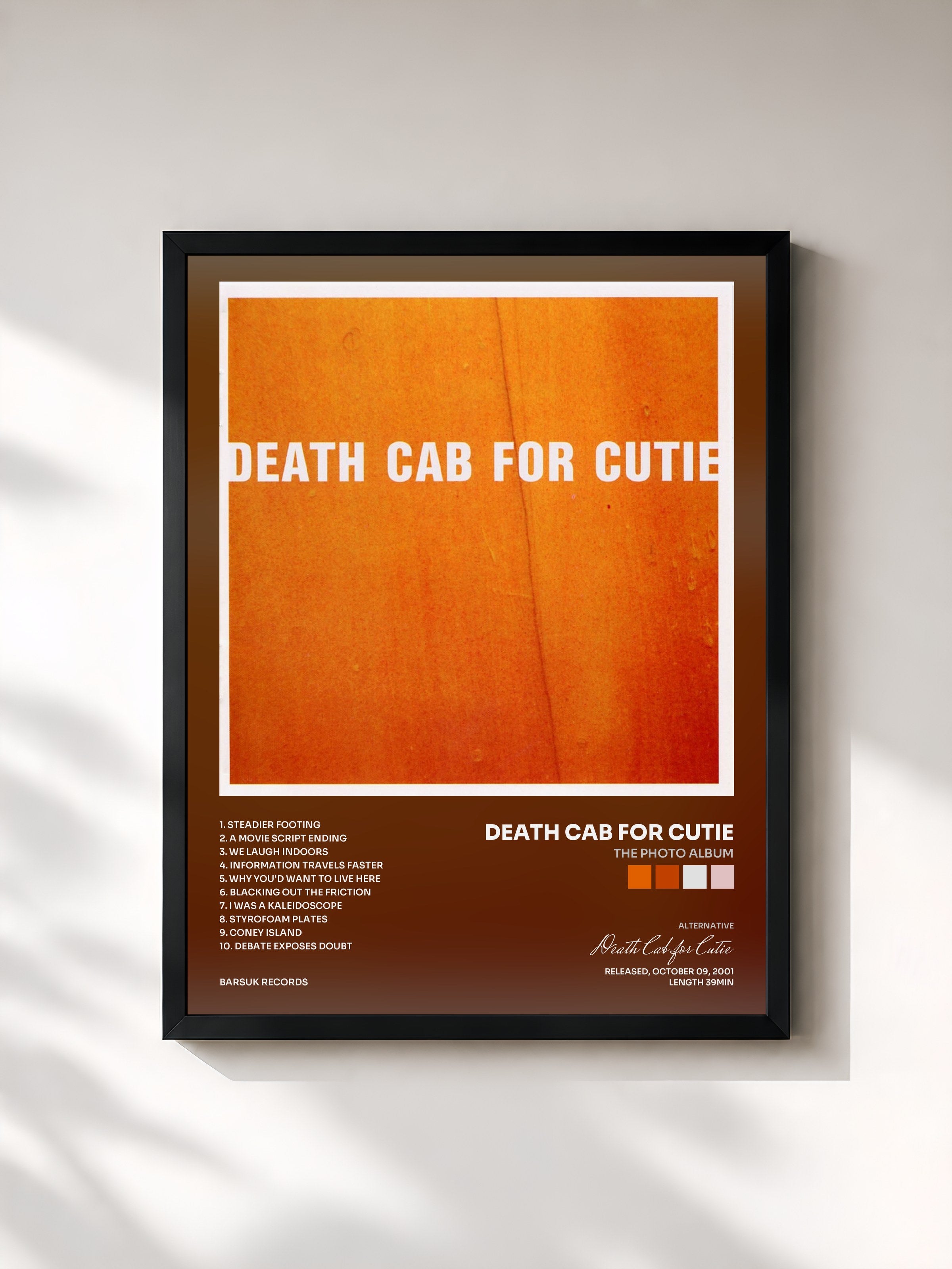 #noir Tableau de l'album The Photo Album de Death Cab for Cutie, cadre noir, imprimé et encadré en France