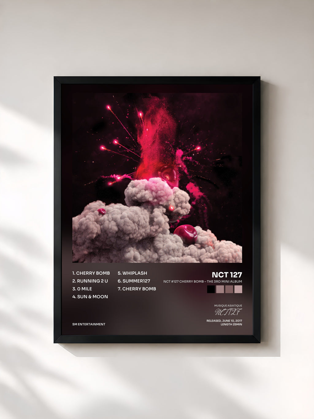 #noir Tableau de l'album NCT #127 CHERRY BOMB – The 3rd Mini Album de NCT 127, cadre noir, imprimé et encadré en France