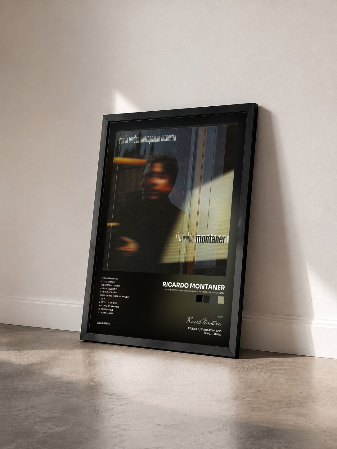 #noir Tableau de l'album Ricardo Montaner Con La London Metropolitan Orchestra de Ricardo Montaner vu de trois quarts, cadre noir