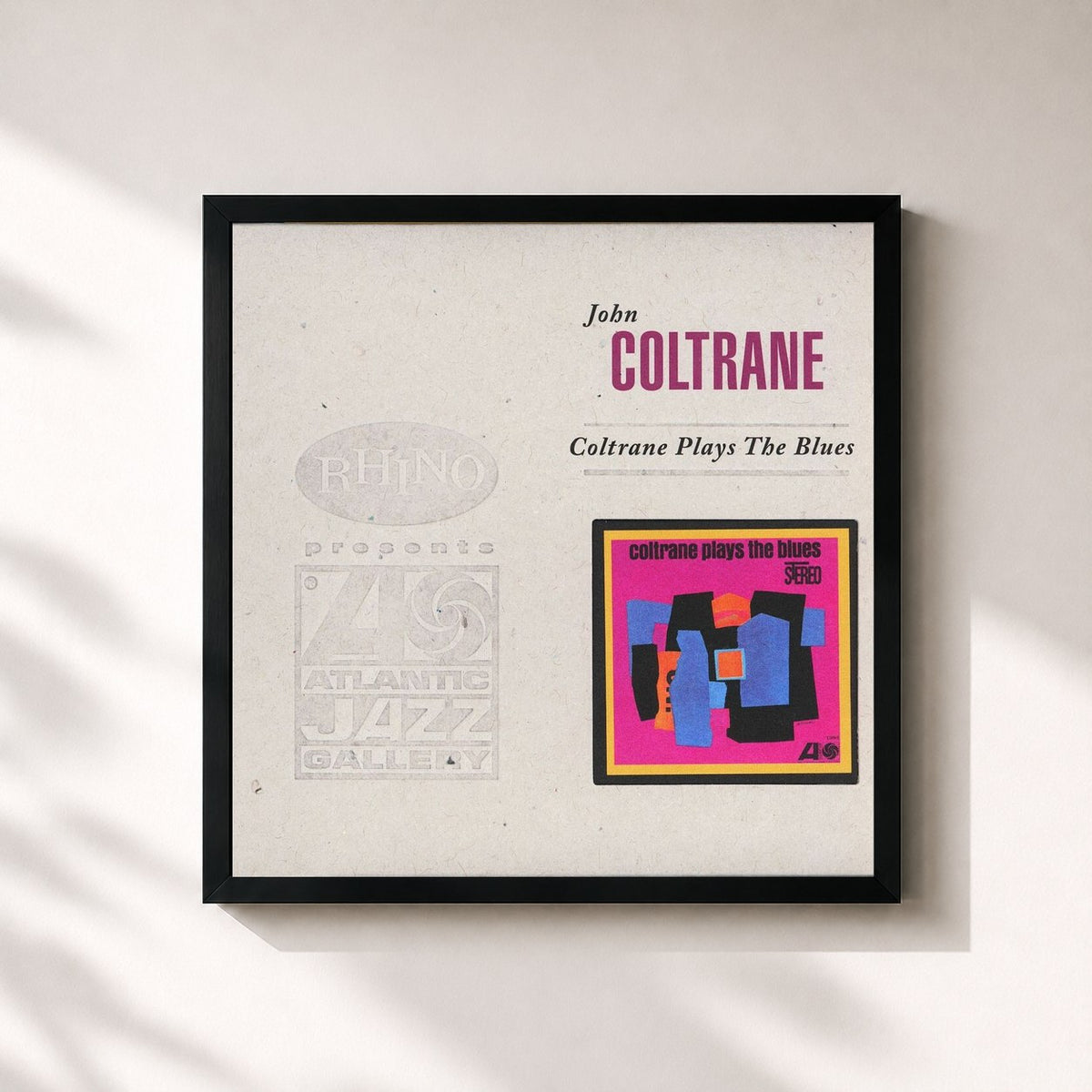 #noir Tableau carré de l'album Coltrane Plays the Blues de John Coltrane, cadre noir 32x32 cm