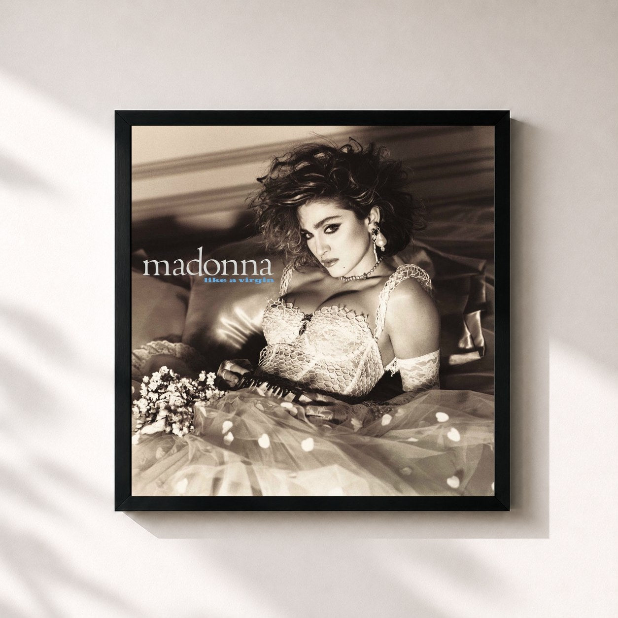 #noir Like a Virgin by Madonna as a square framed art print, black 32x32 cm frame