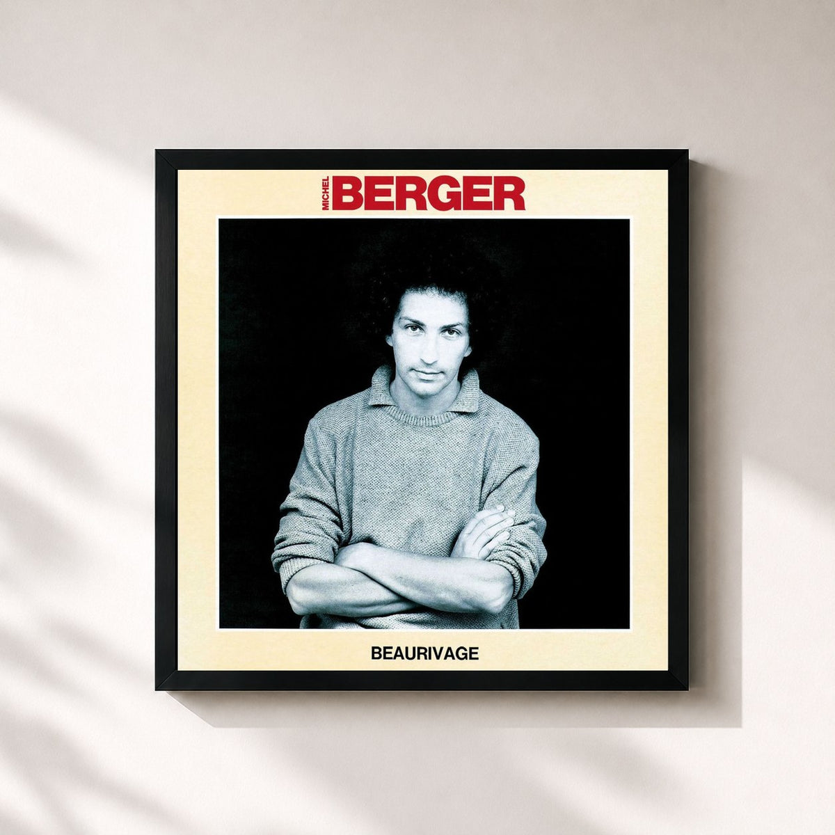#noir Tableau carré de l'album Beaurivage (Remasterisé en 2002) de Michel Berger, cadre noir 32x32 cm