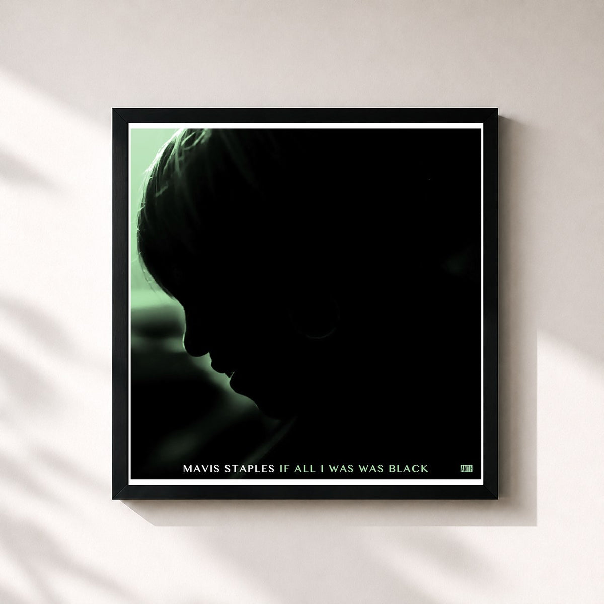 #noir Tableau carré de l'album If All I Was Was Black de Mavis Staples, cadre noir 32x32 cm