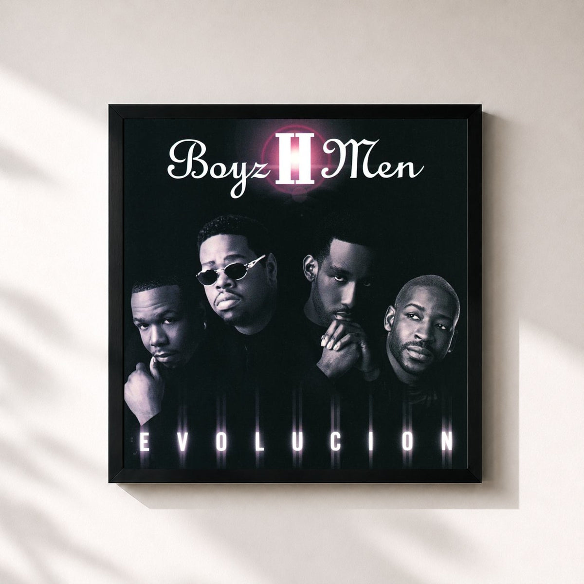#noir Tableau carré de l'album Evolucion de Boyz II Men, cadre noir 32x32 cm