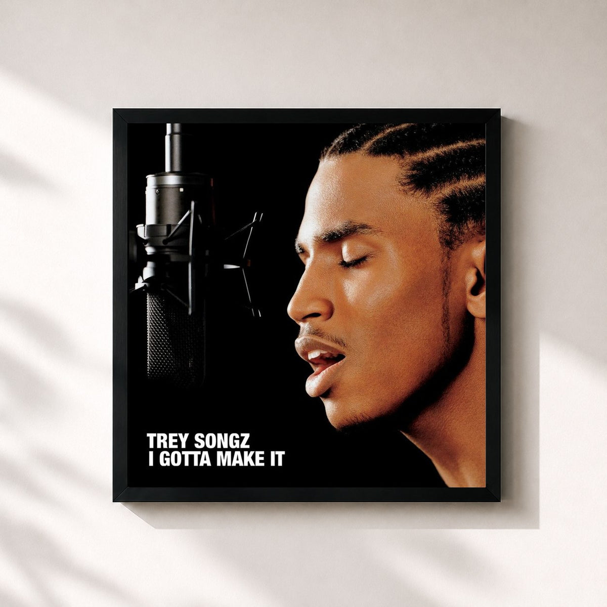 #noir Tableau carré de l'album I Gotta Make It de Trey Songz, cadre noir 32x32 cm