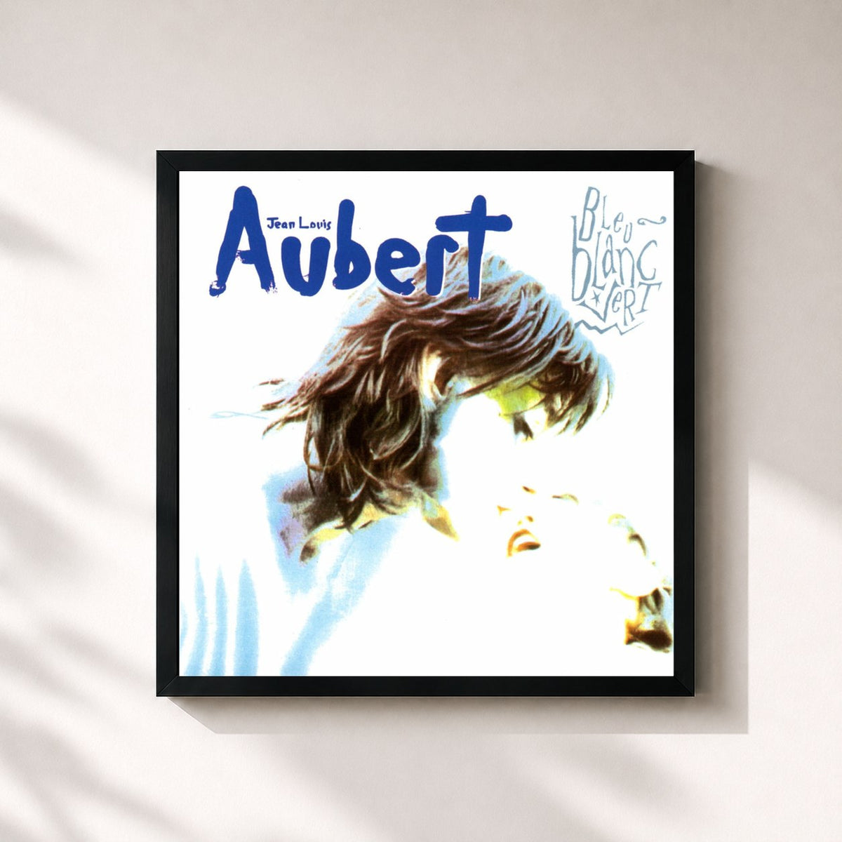#noir bleu blanc vert by Jean-Louis Aubert as a square framed art print, black 32x32 cm frame