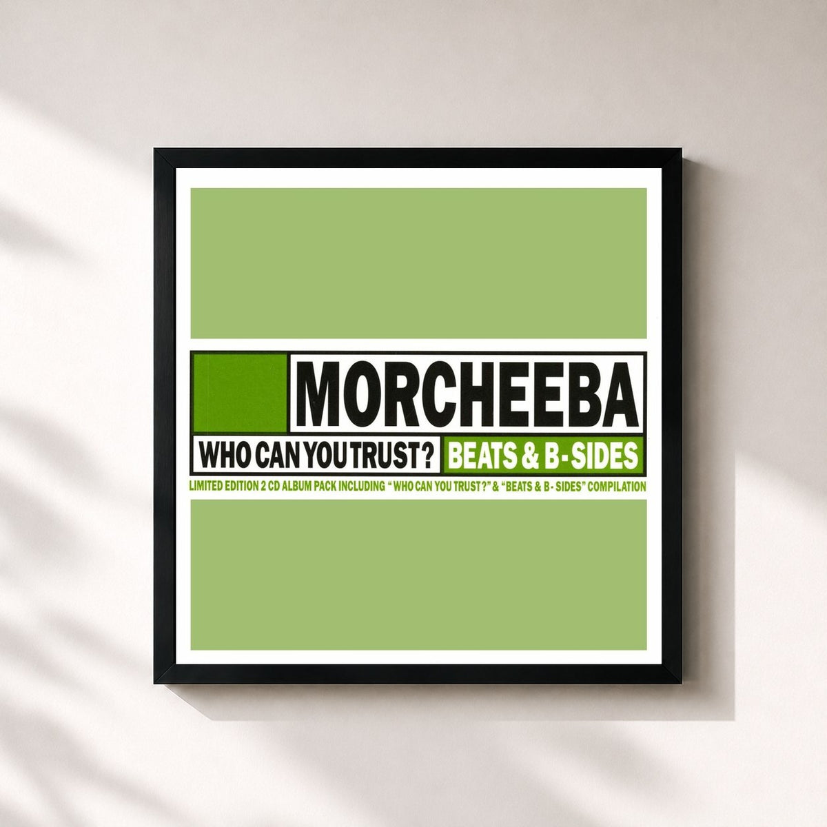 #noir Tableau carré de l'album Who Can You Trust? / Beats & B-Sides de Morcheeba, cadre noir 32x32 cm