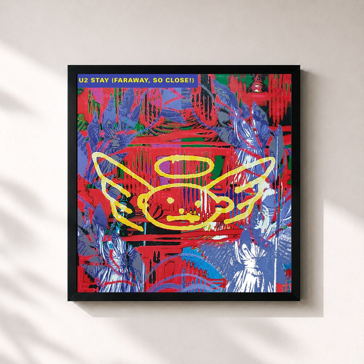 #noir Tableau carré de l'album Stay (Faraway, So Close!) de U2, cadre noir 32x32 cm