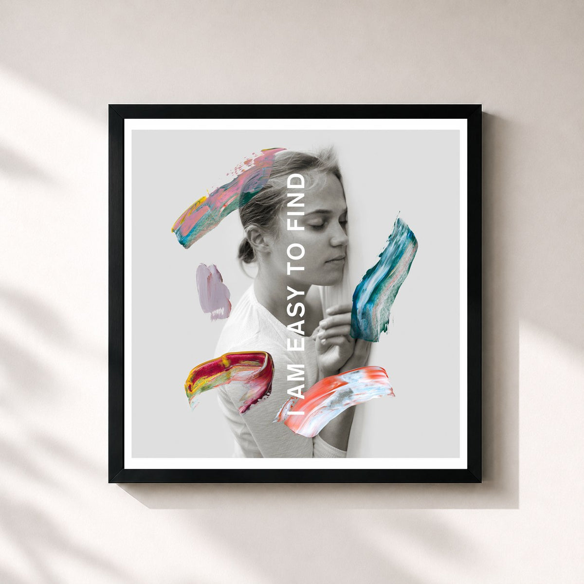 #noir I Am Easy to Find by The National as a square framed art print, black 32x32 cm frame
