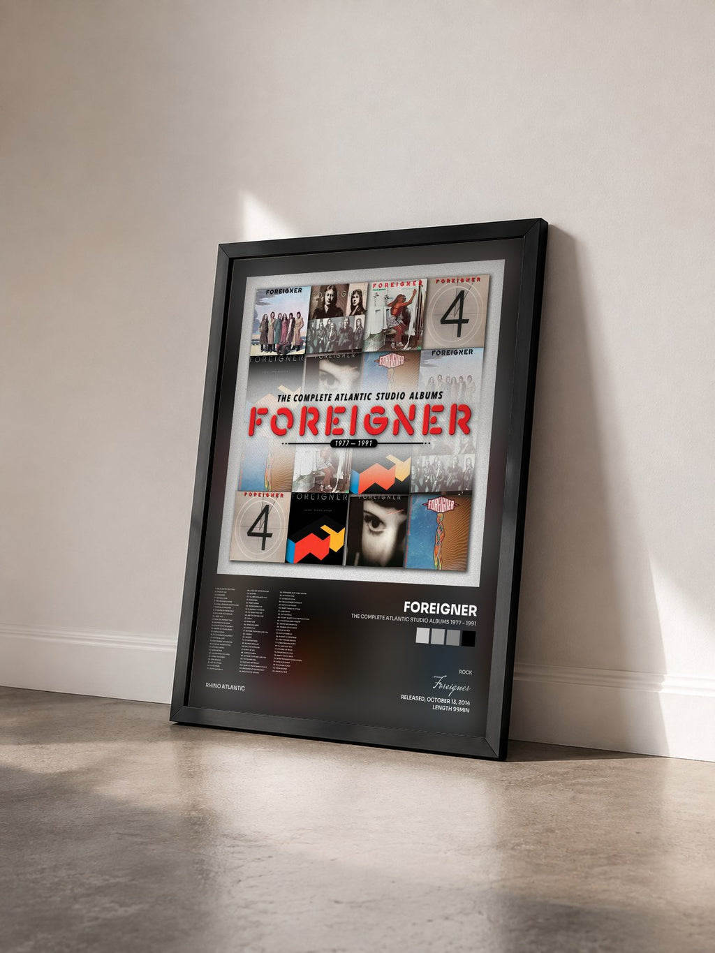 #noir Tableau de l'album The Complete Atlantic Studio Albums 1977 - 1991 de Foreigner vu de trois quarts, cadre noir