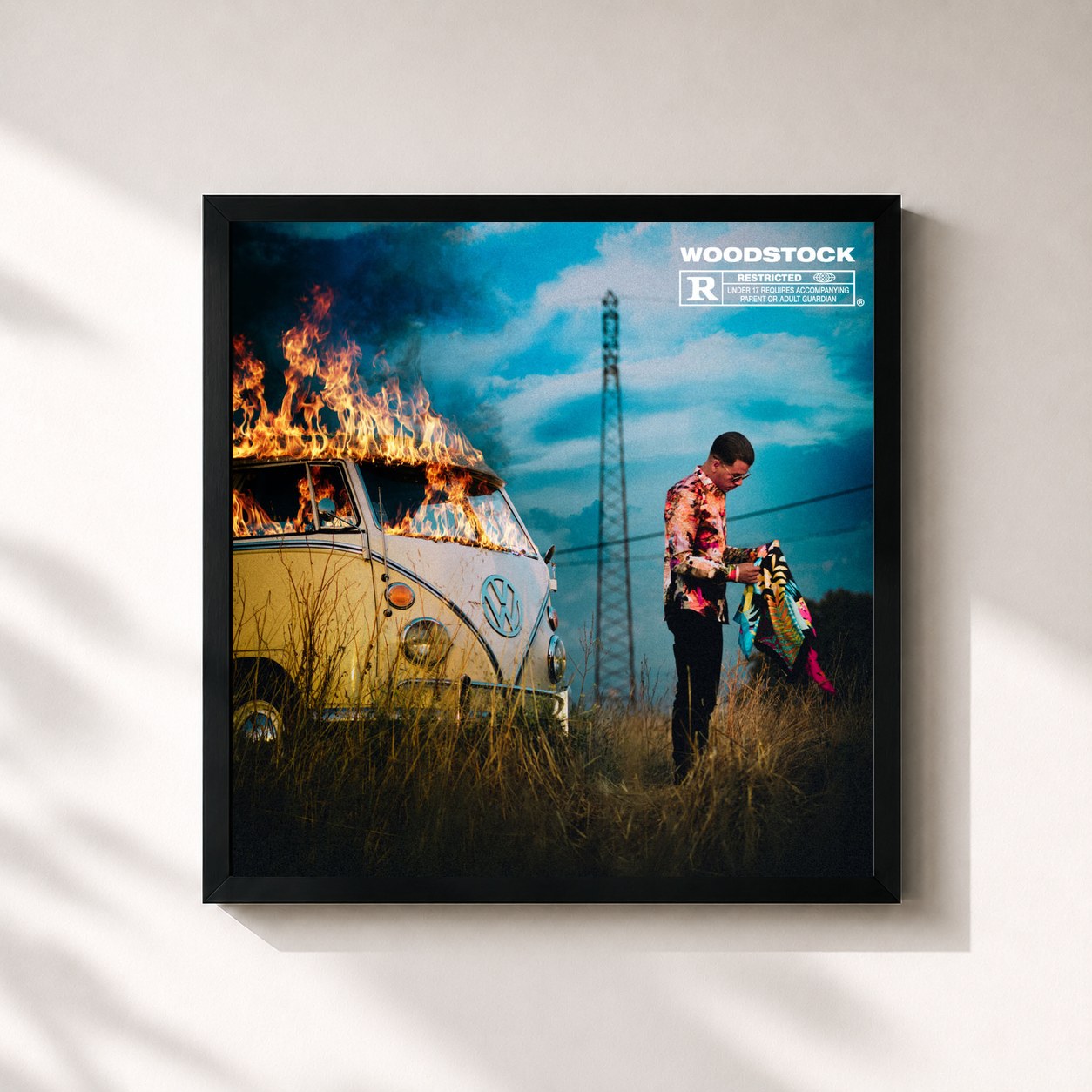 #noir Woodstock by Hooss as a square framed art print, black 32x32 cm frame