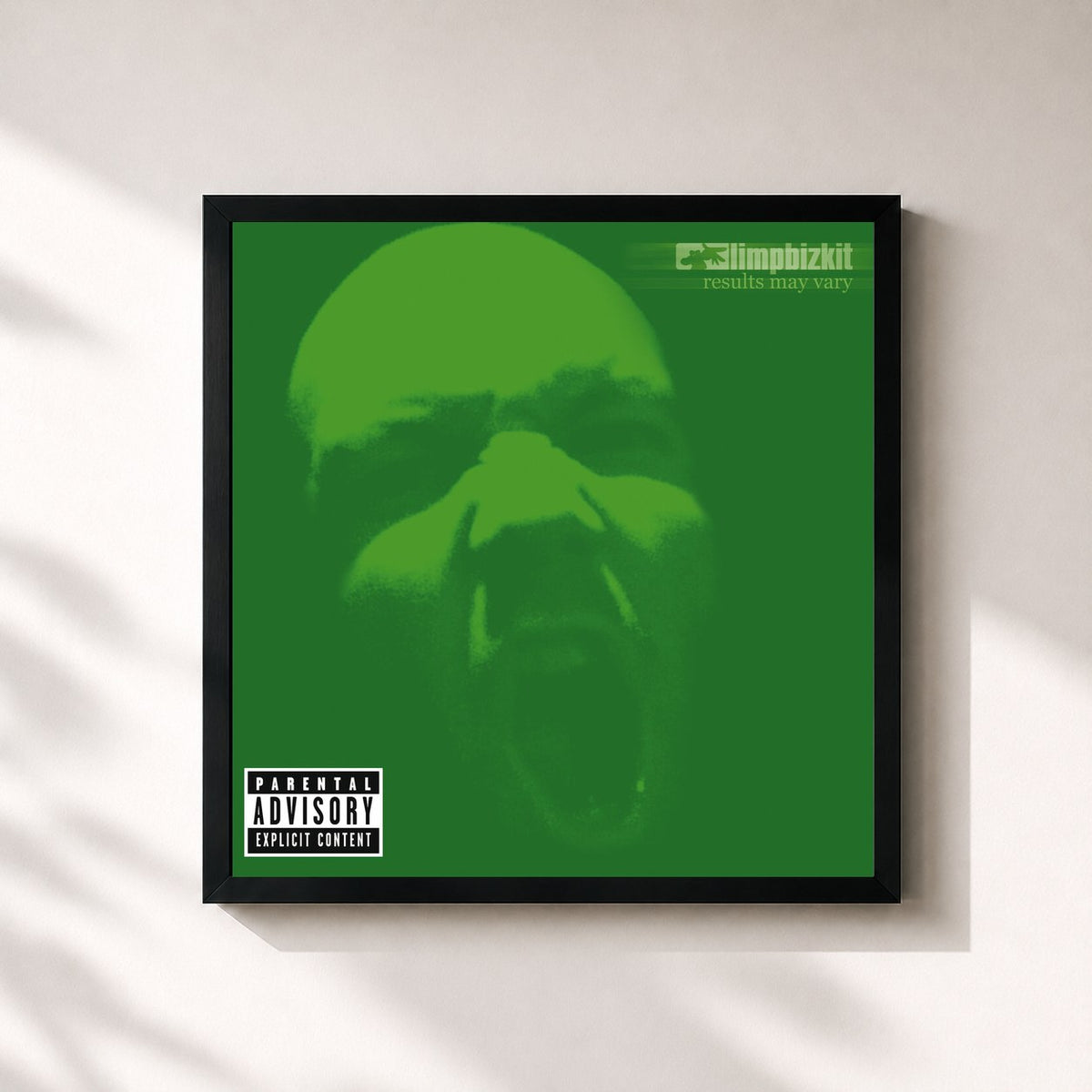 #noir Tableau carré de l'album Results May Vary de Limp Bizkit, cadre noir 32x32 cm