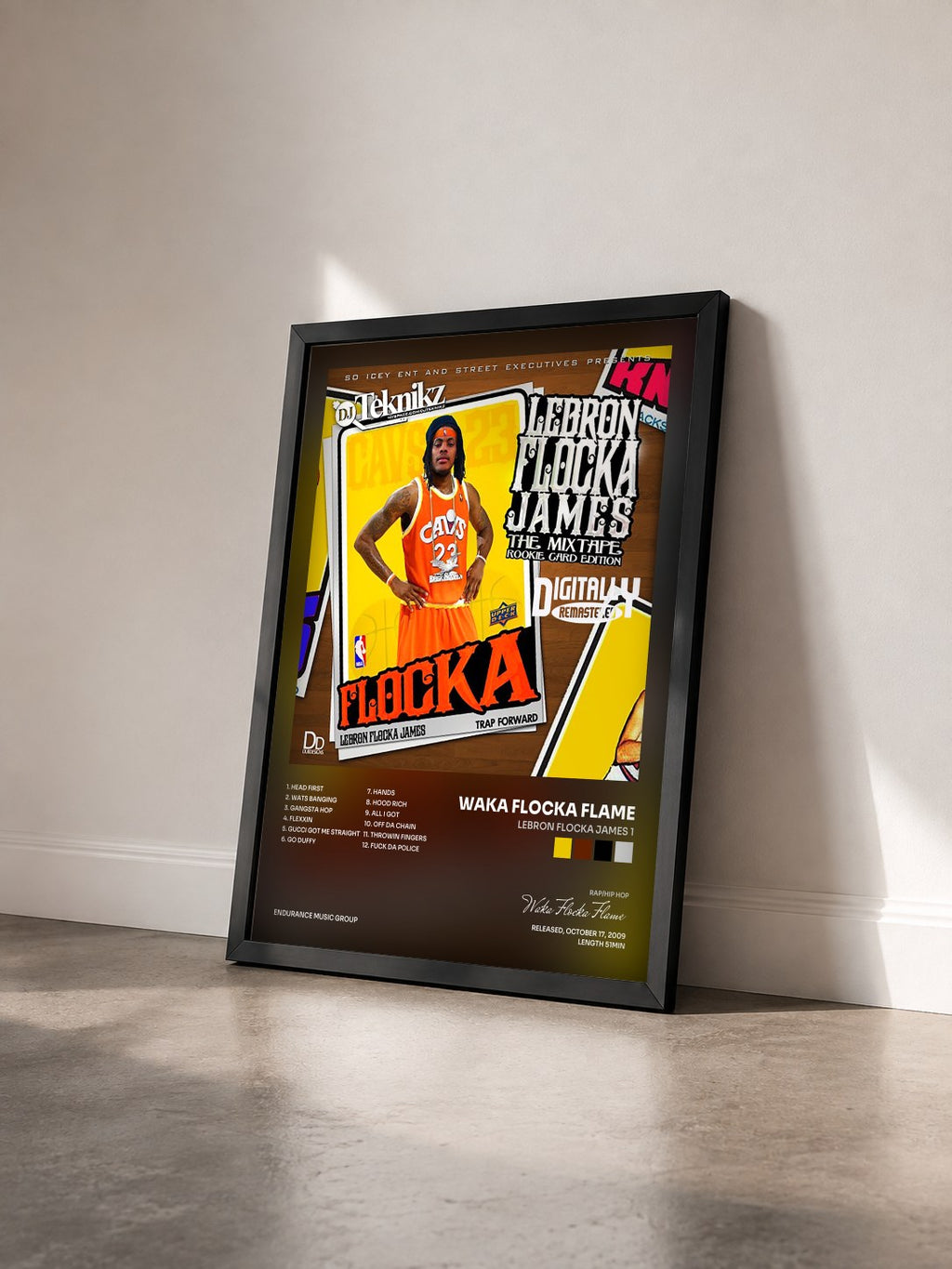 #noir Tableau de l'album LeBron Flocka James 1 de Waka Flocka Flame vu de trois quarts, cadre noir
