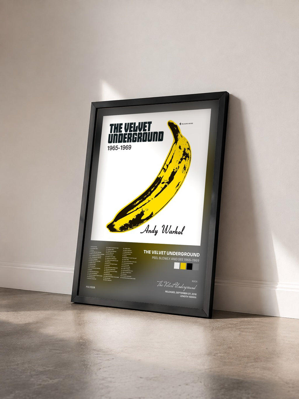 #noir Peel Slowly And See 1965-1969 de The Velvet Underground en lámina enmarcada vista de tres cuartos, marco negro