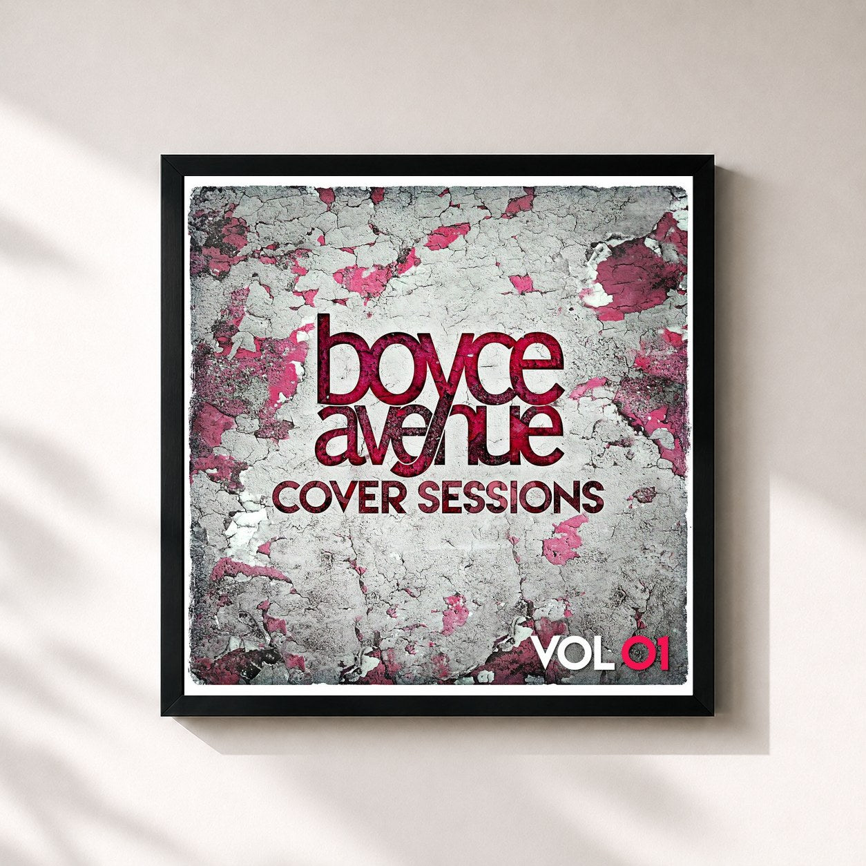 #noir Tableau carré de l'album Cover Sessions, Vol. 1 de Boyce Avenue, cadre noir 32x32 cm