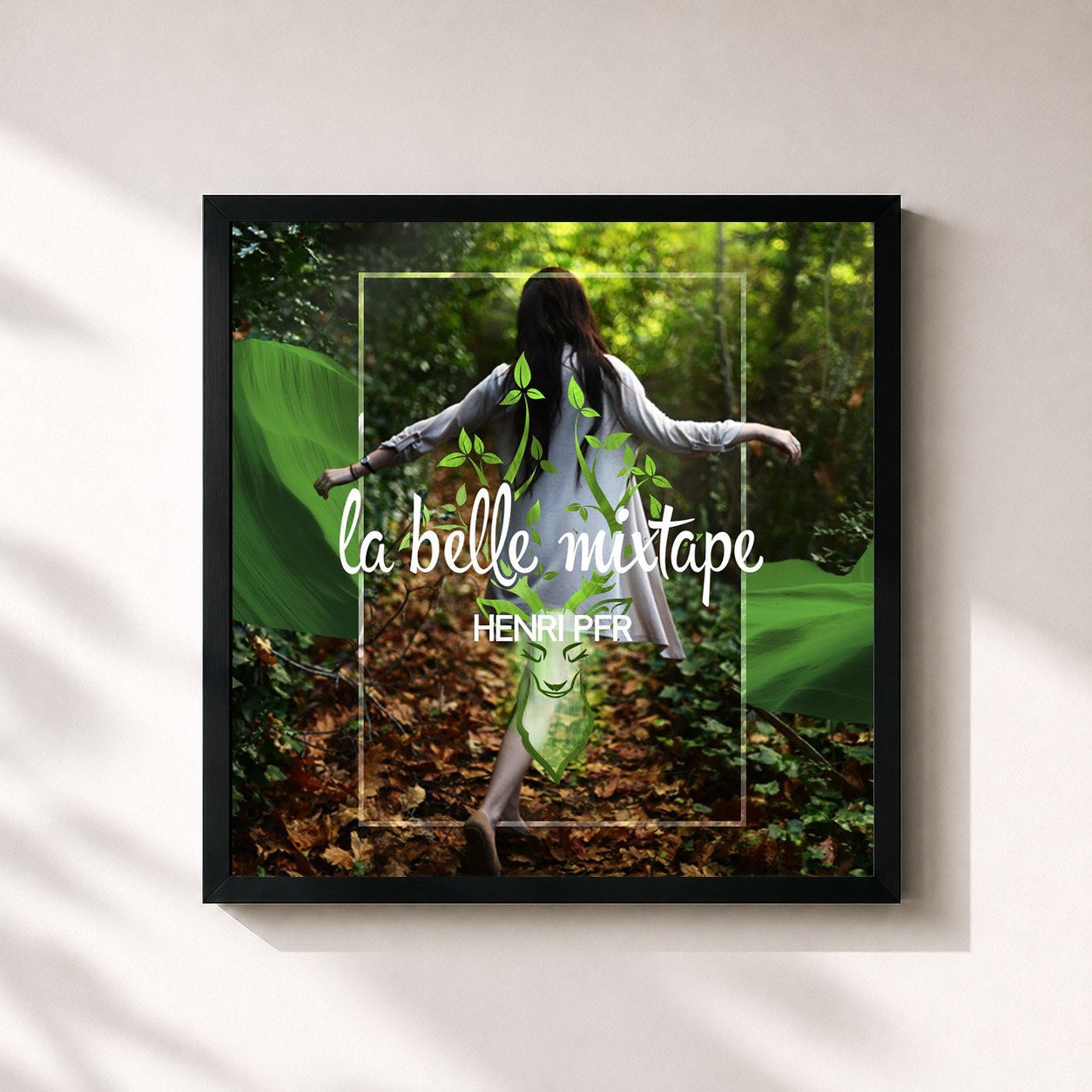 #noir Tableau carré de l'album La Belle Mixtape | Summer Memories | Henri Pfr de Henri PFR, cadre noir 32x32 cm
