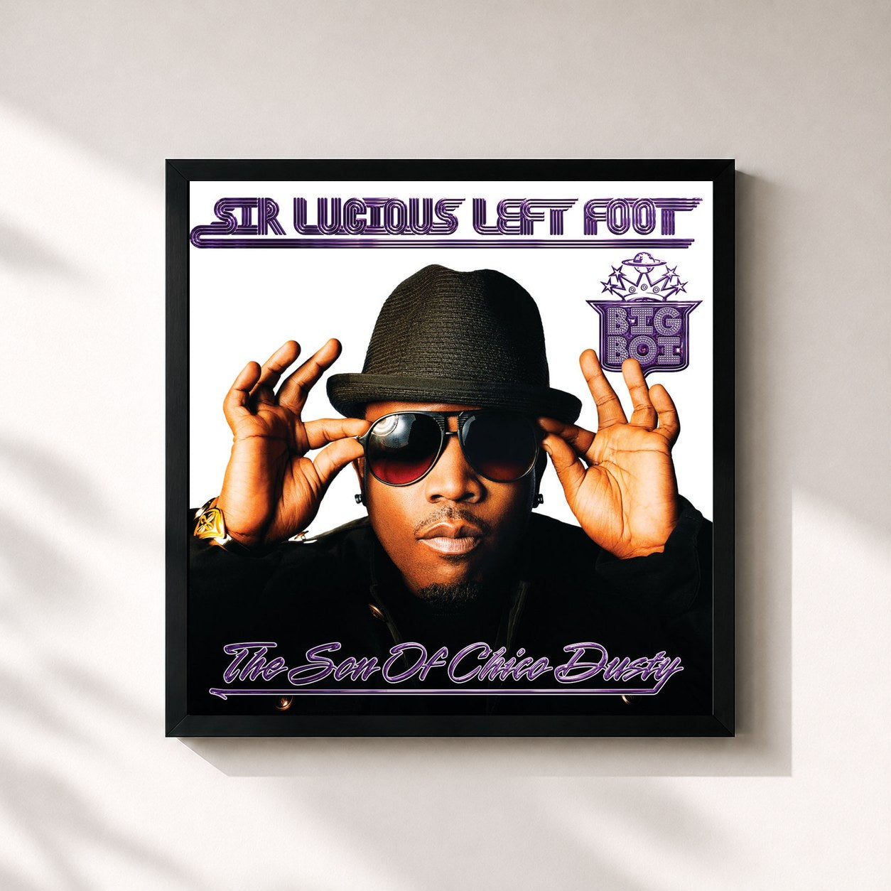 #noir Tableau carré de l'album Sir Lucious Left Foot...The Son Of Chico Dusty (Edited Version) de Big Boi, cadre noir 32x32 cm
