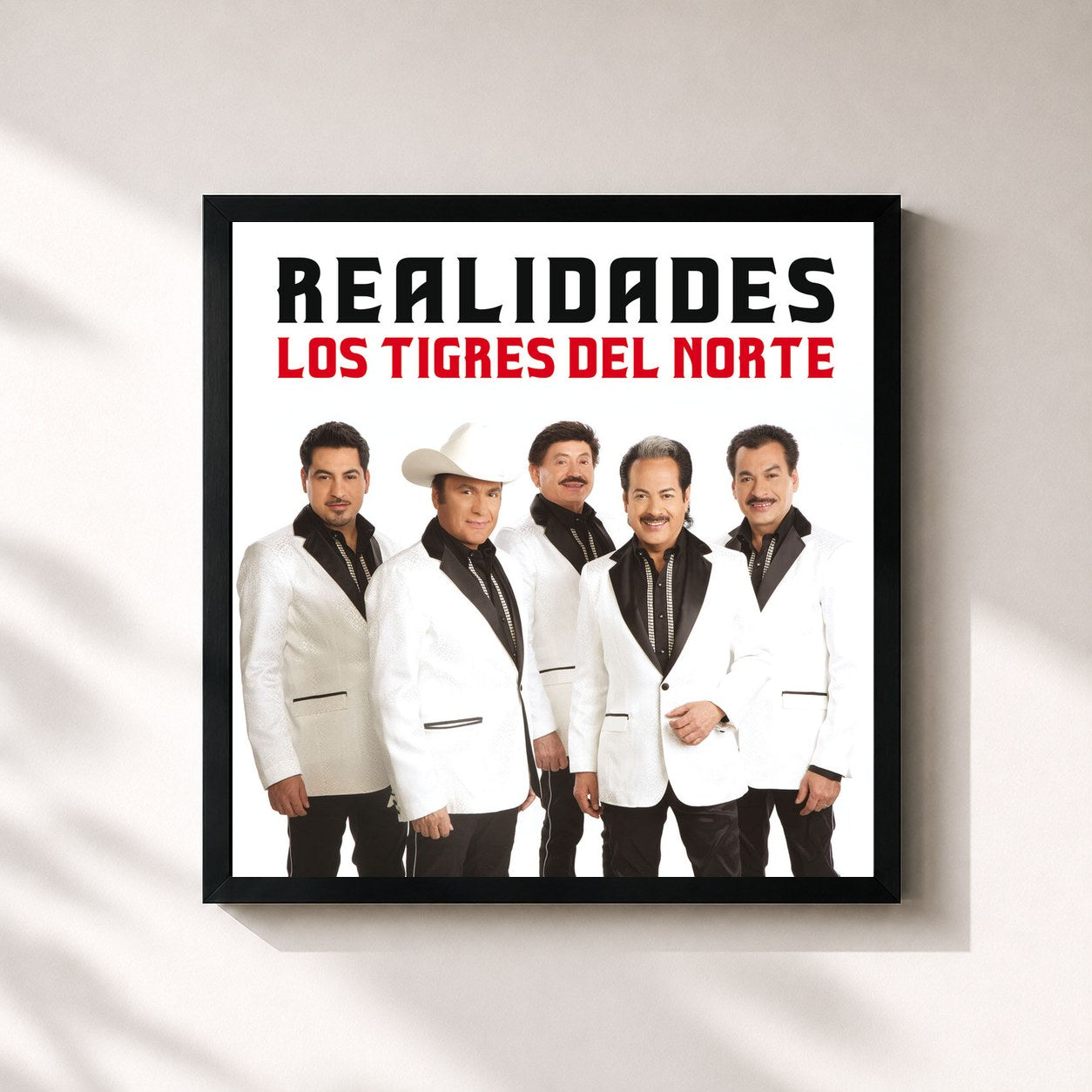 #noir Tableau carré de l'album Realidades de Los Tigres del Norte, cadre noir 32x32 cm