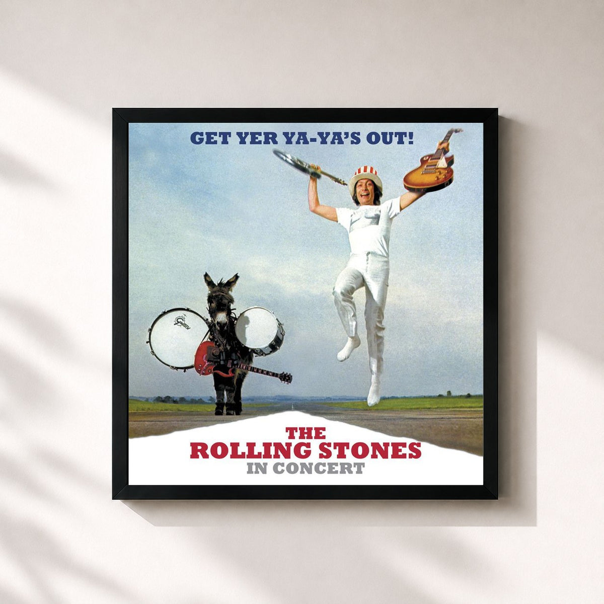 #noir Tableau carré de l'album Get Yer Ya-Ya's Out! The Rolling Stones In Concert (40th Anniversary Edition) de The Rolling Stones, cadre noir 32x32 cm