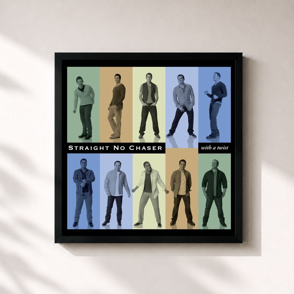 #noir Tableau carré de l'album With a Twist de Straight No Chaser, cadre noir 32x32 cm