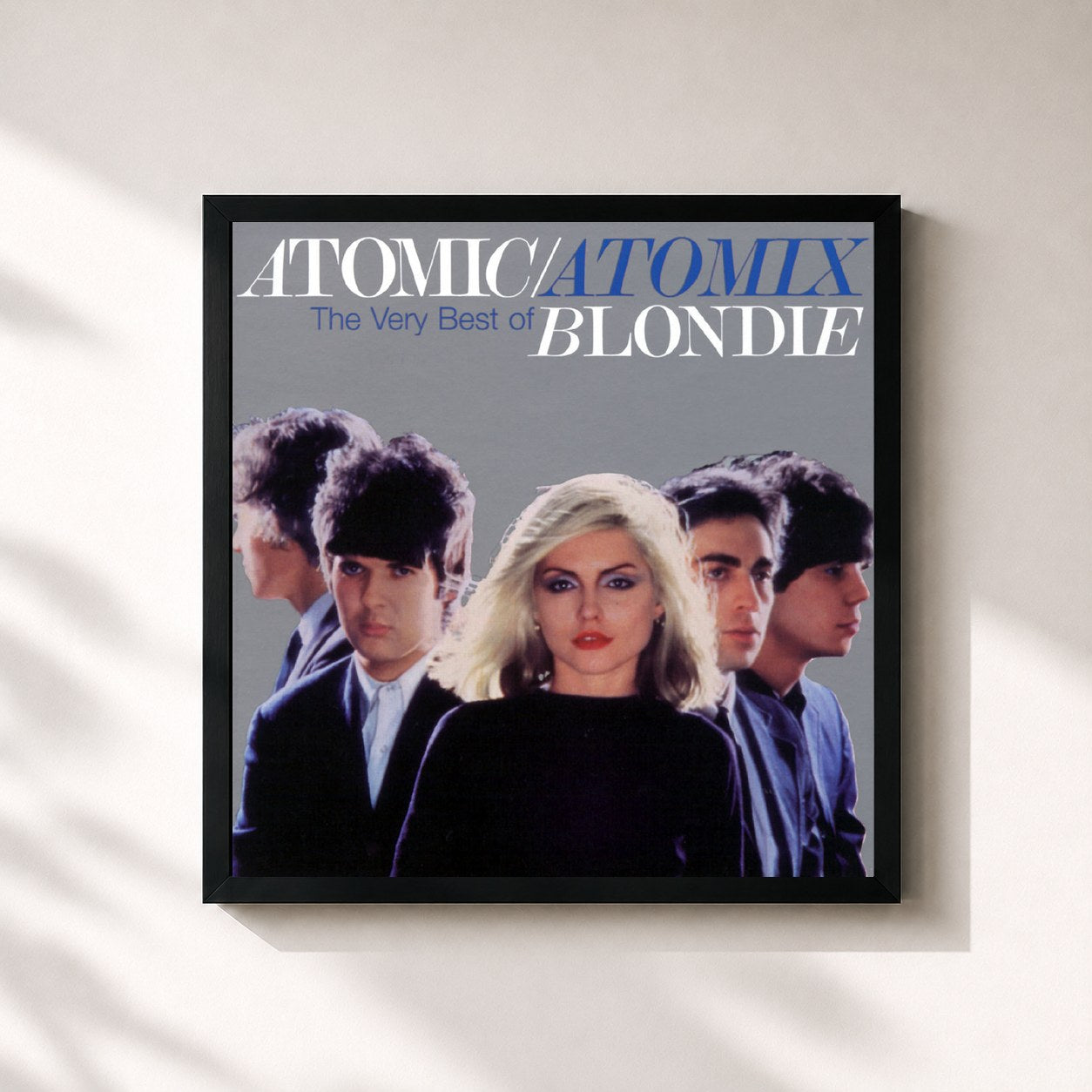 #noir Tableau carré de l'album Atomic/Atomix de Blondie, cadre noir 32x32 cm