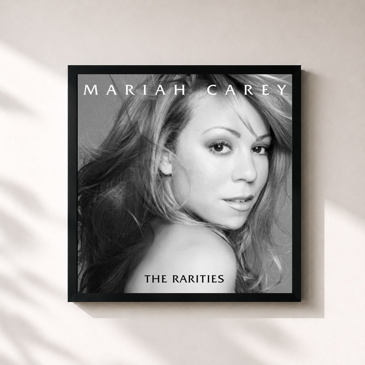 #noir Tableau carré de l'album The Rarities de Mariah Carey, cadre noir 32x32 cm
