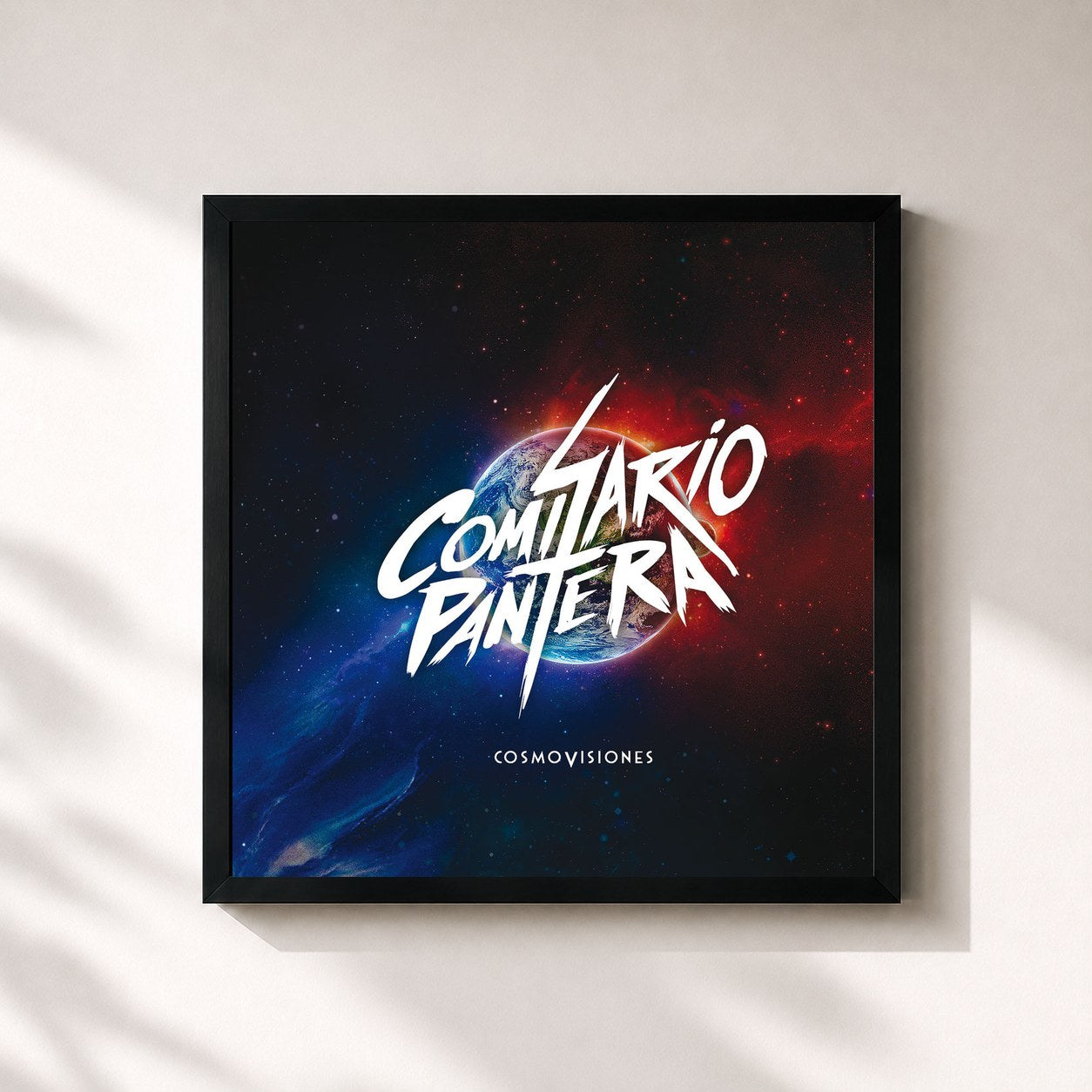#noir Tableau carré de l'album Cosmovisiones de Comisario Pantera, cadre noir 32x32 cm