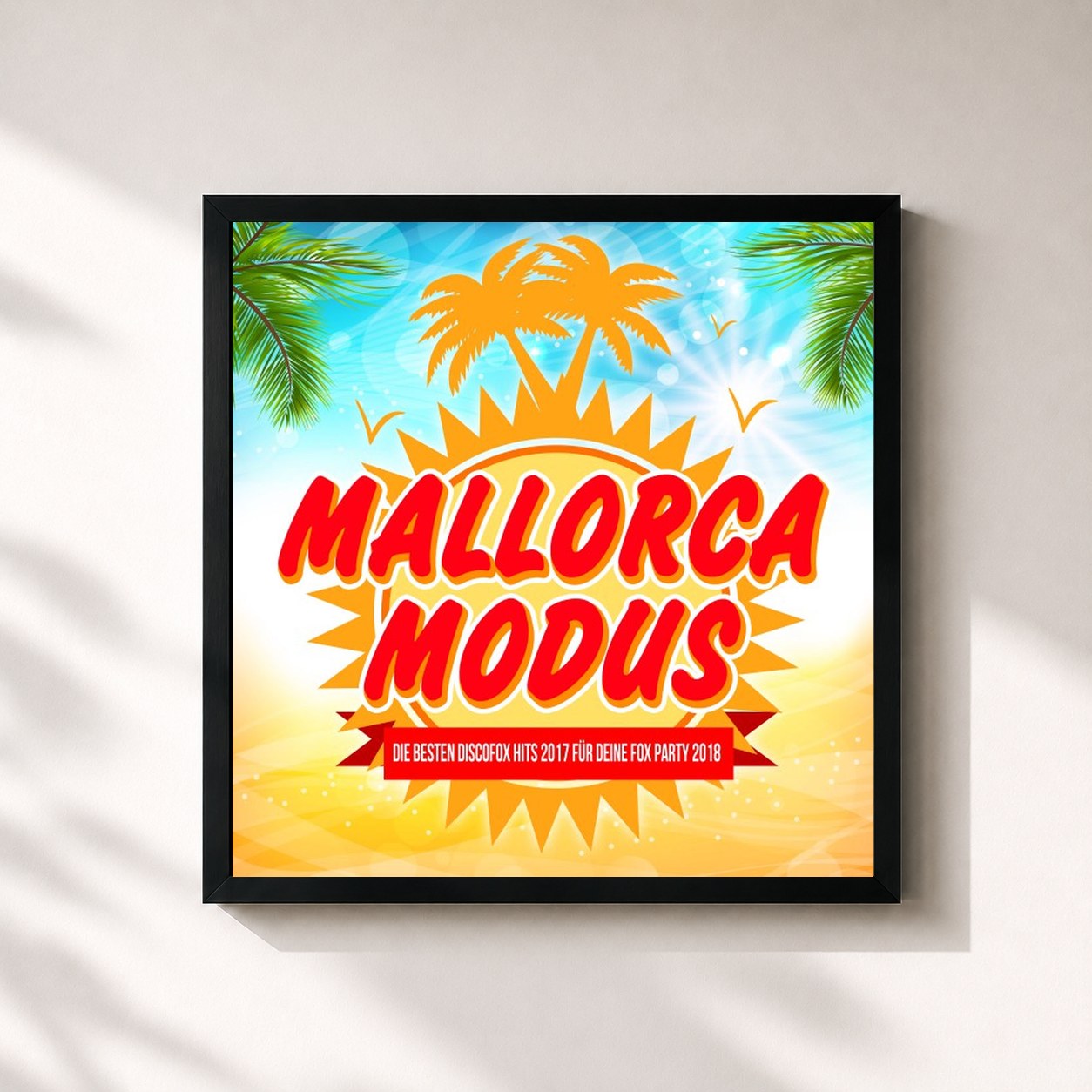 #noir Tableau carré de l'album Mallorca Modus - Die besten Discofox Hits 2017 für deine Fox Party 2018 de Deutscher Schlager, cadre noir 32x32 cm