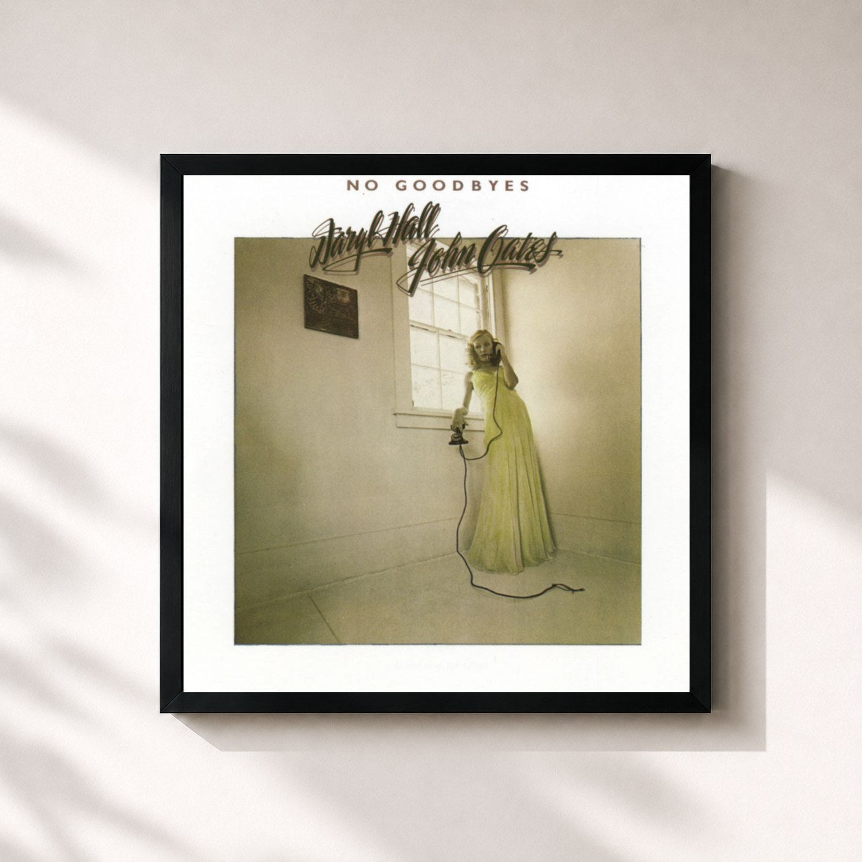 #noir Tableau carré de l'album No Goodbyes de Daryl Hall & John Oates, cadre noir 32x32 cm