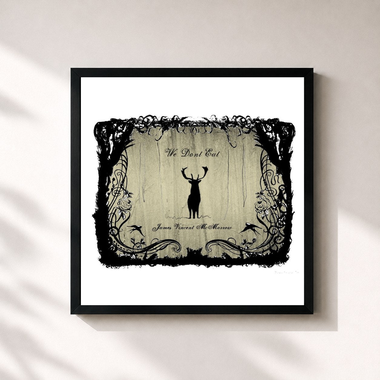 #noir Tableau carré de l'album We Don't Eat de James Vincent McMorrow, cadre noir 32x32 cm