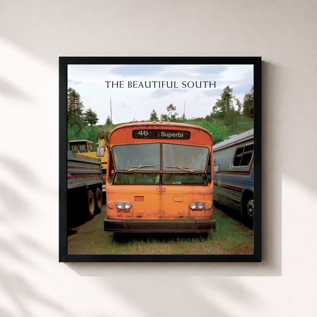 #noir Tableau carré de l'album Superbi de The Beautiful South, cadre noir 32x32 cm