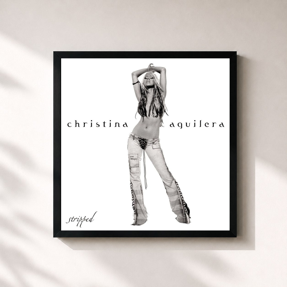 #noir Tableau carré de l'album Stripped de Christina Aguilera, cadre noir 32x32 cm