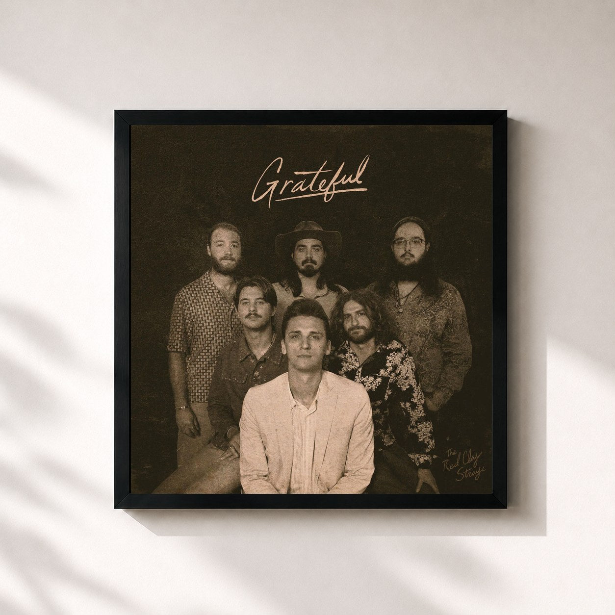 #noir Tableau carré de l'album Grateful de The Red Clay Strays, cadre noir 32x32 cm