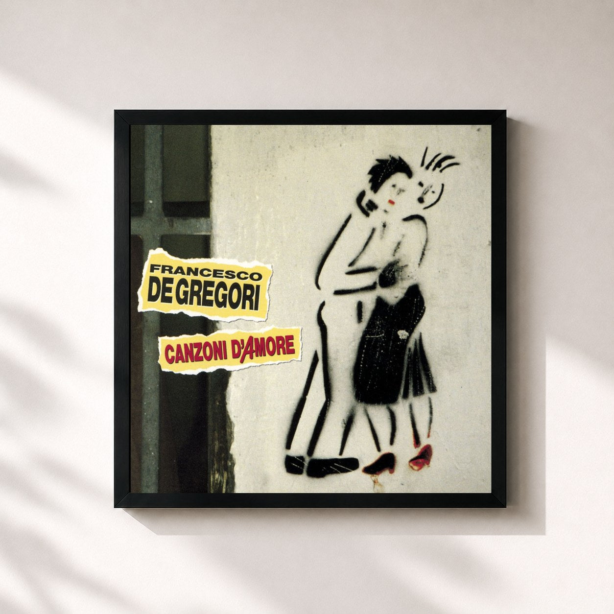 #noir Tableau carré de l'album Canzoni D'Amore de Francesco De Gregori, cadre noir 32x32 cm