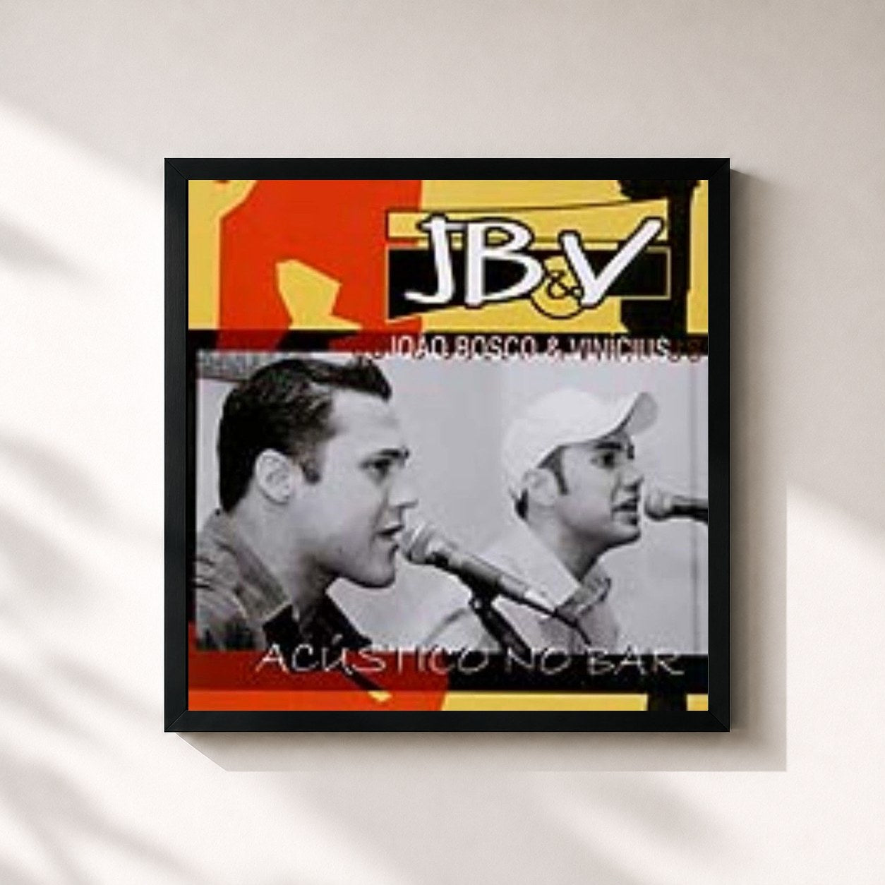 #noir Tableau carré de l'album Acústico no Bar de João Bosco & Vinícius, cadre noir 32x32 cm