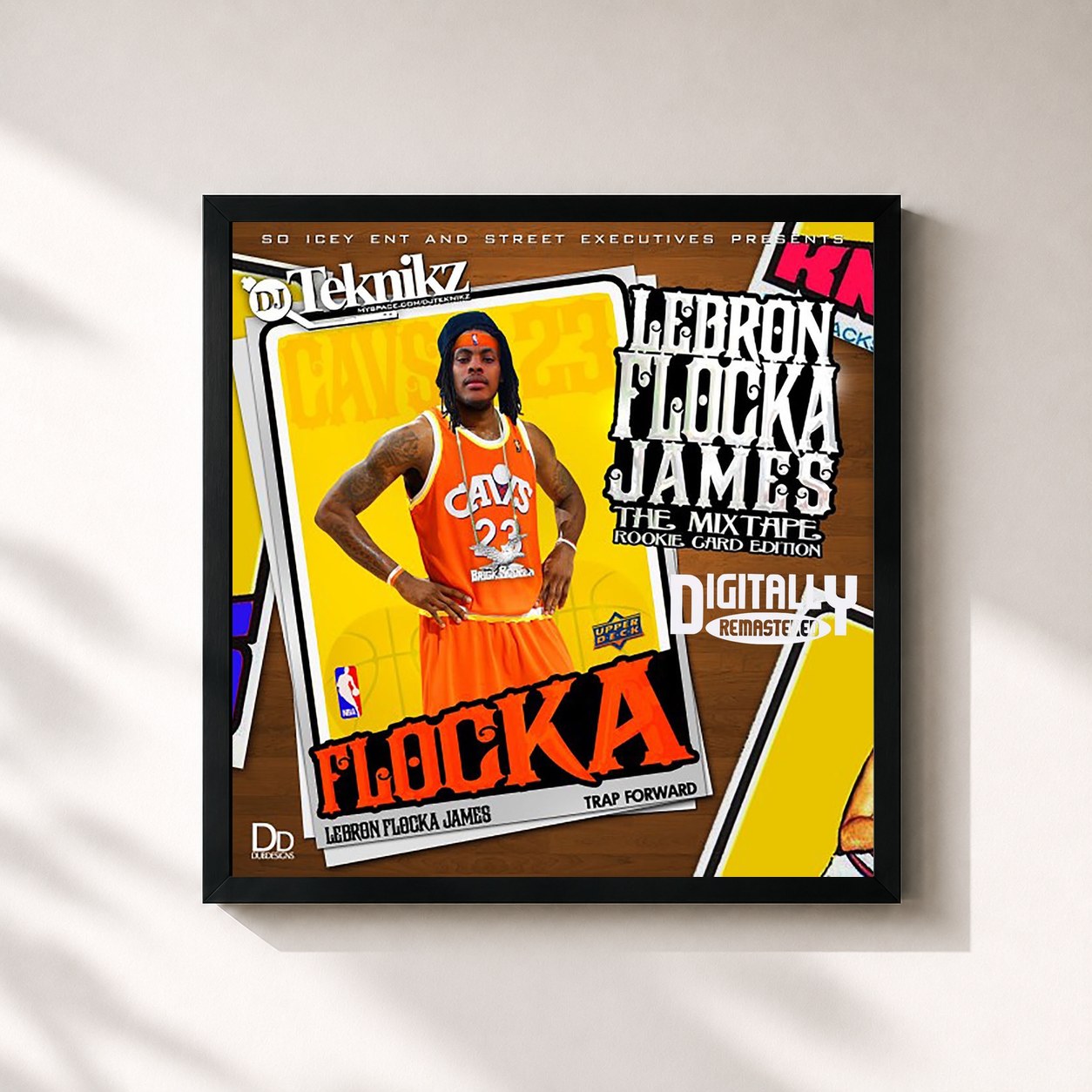 #noir Tableau carré de l'album LeBron Flocka James 1 de Waka Flocka Flame, cadre noir 32x32 cm