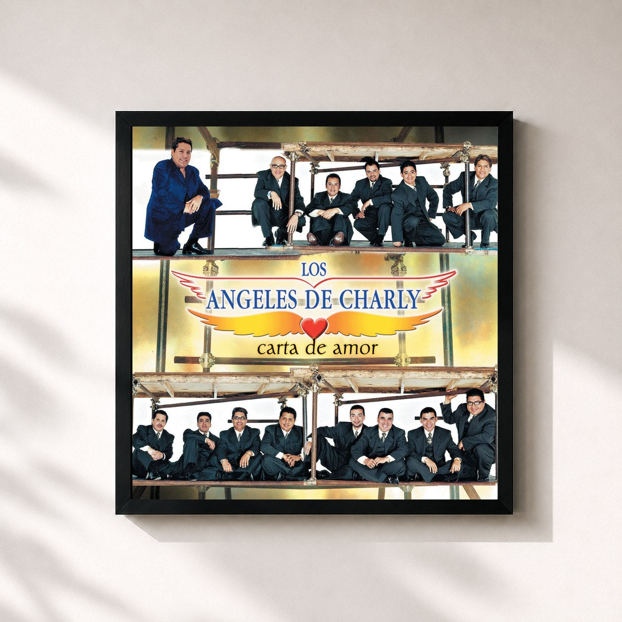#noir Tableau carré de l'album Carta De Amor de Los Angeles de Charly, cadre noir 32x32 cm