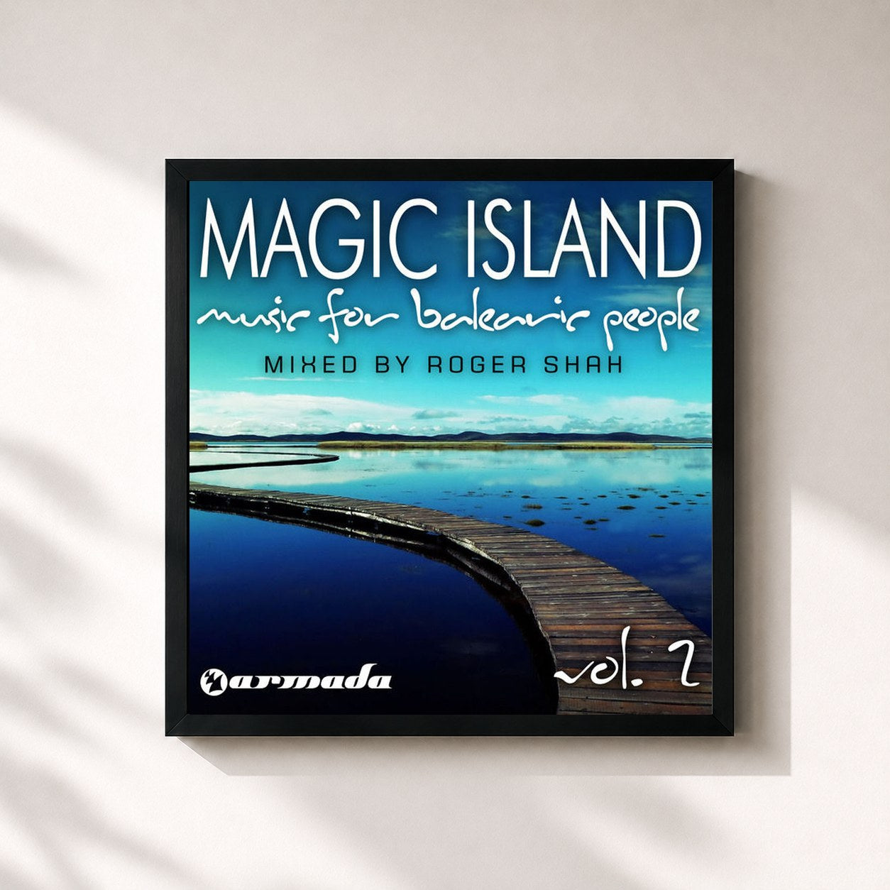 #noir Tableau carré de l'album Magic Island - Music For Balearic People, Vol. 2 (Mixed Version) de Roger Shah, cadre noir 32x32 cm