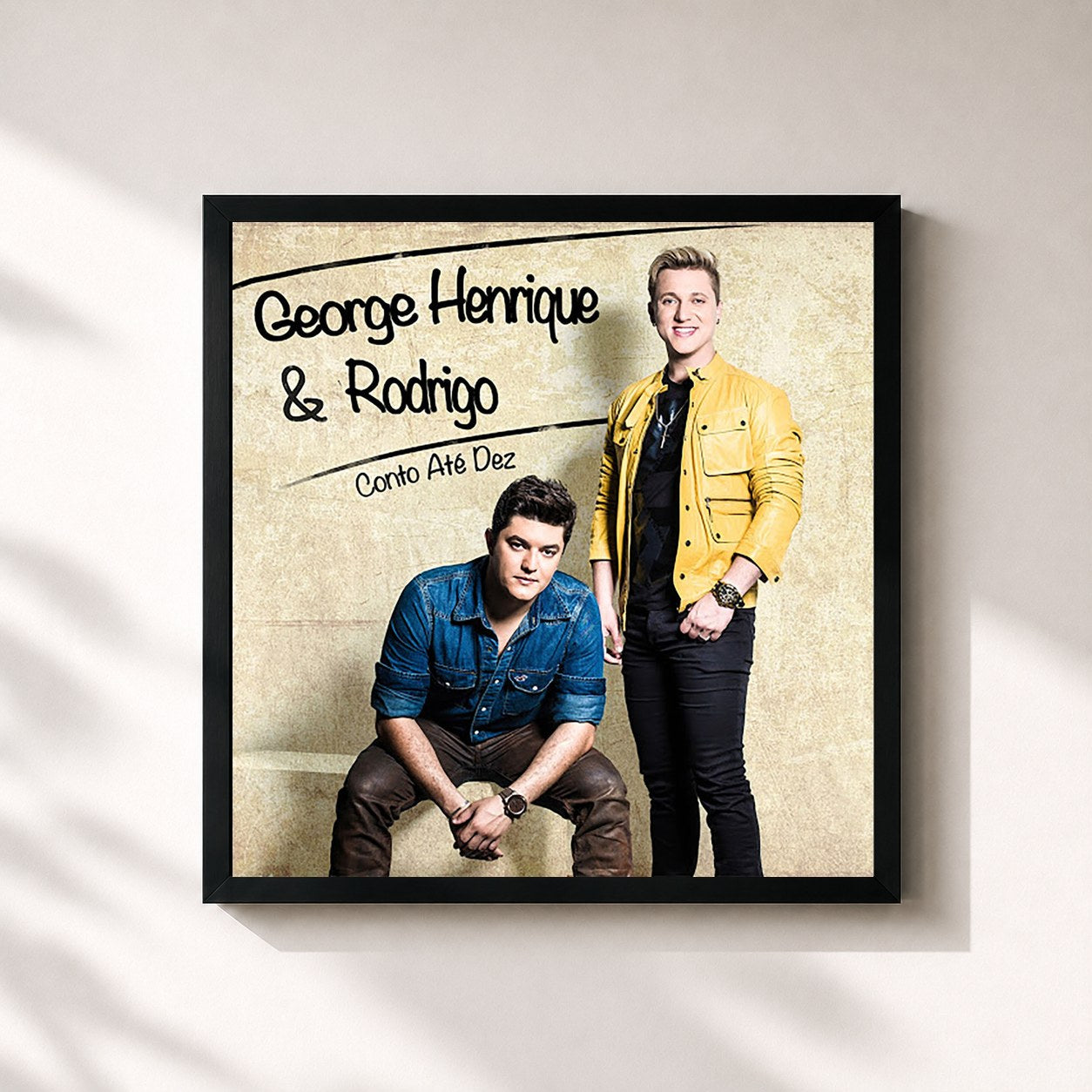 #noir Tableau carré de l'album Conto Até 10 de George Henrique & Rodrigo, cadre noir 32x32 cm