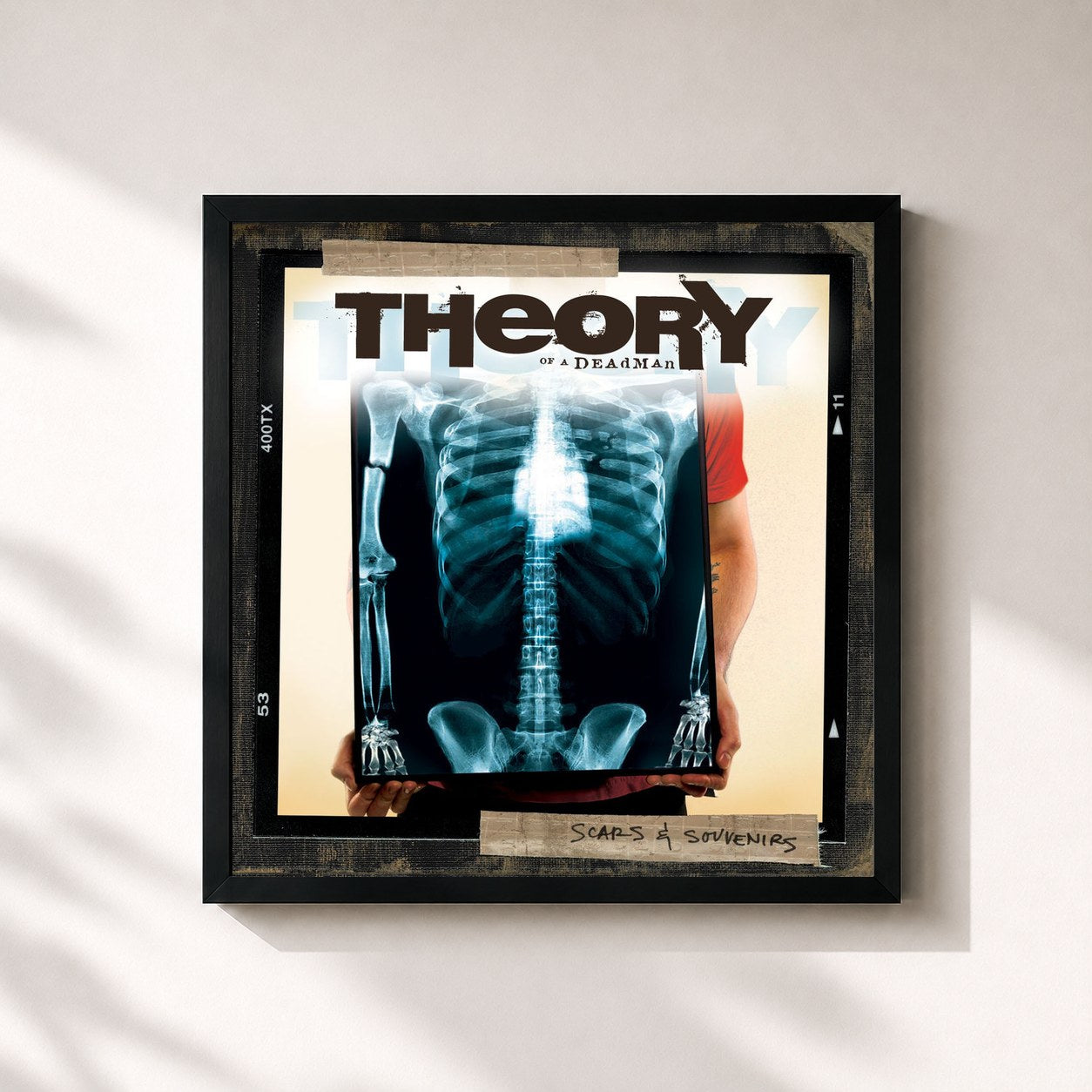 #noir Tableau carré de l'album Scars & Souvenirs de Theory of a Deadman, cadre noir 32x32 cm