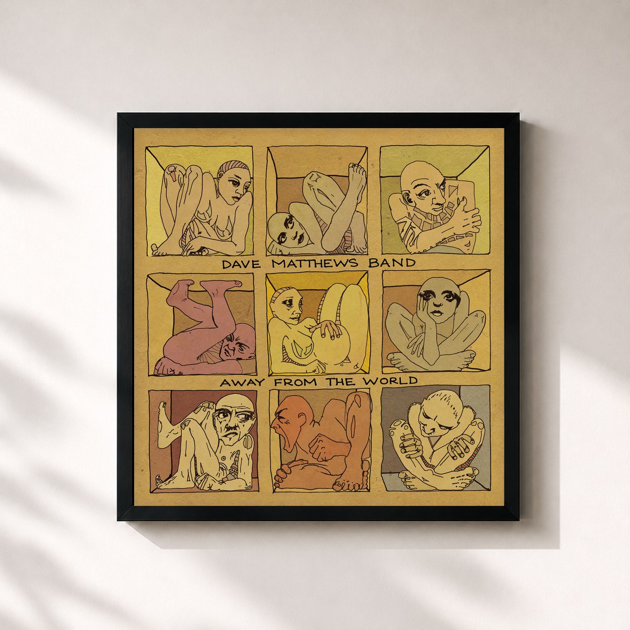 #noir Tableau carré de l'album Away From The World de Dave Matthews Band, cadre noir 32x32 cm