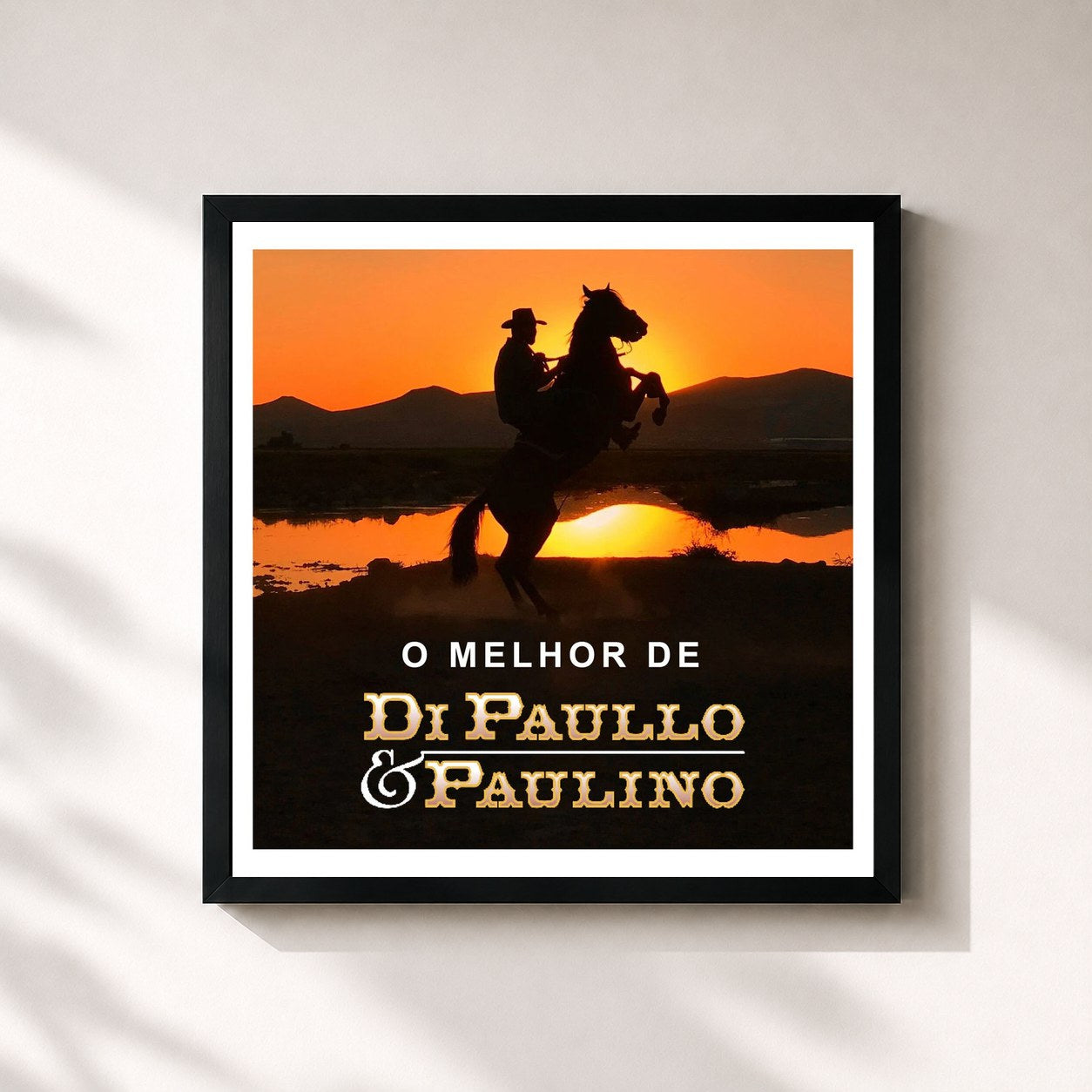 #noir Tableau carré de l'album O Melhor de Di Paullo & Paulino de Di Paullo & Paulino, cadre noir 32x32 cm